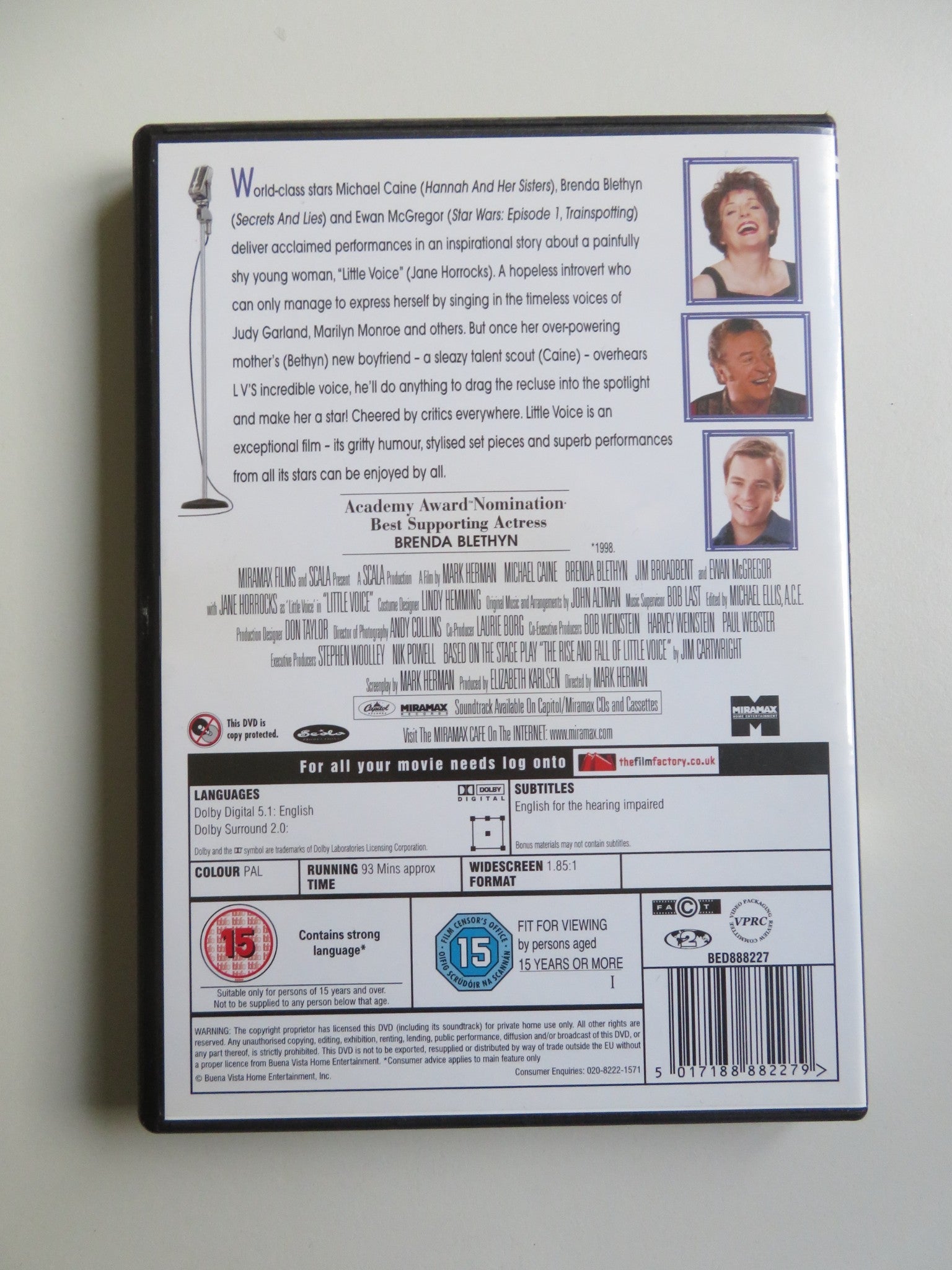 LITTLE VOICE (DVD) JANE HORROCKS MICHAEL CAINE EWAN MCGREGOR 1998 REGION 2 - Rendezvous Cinema