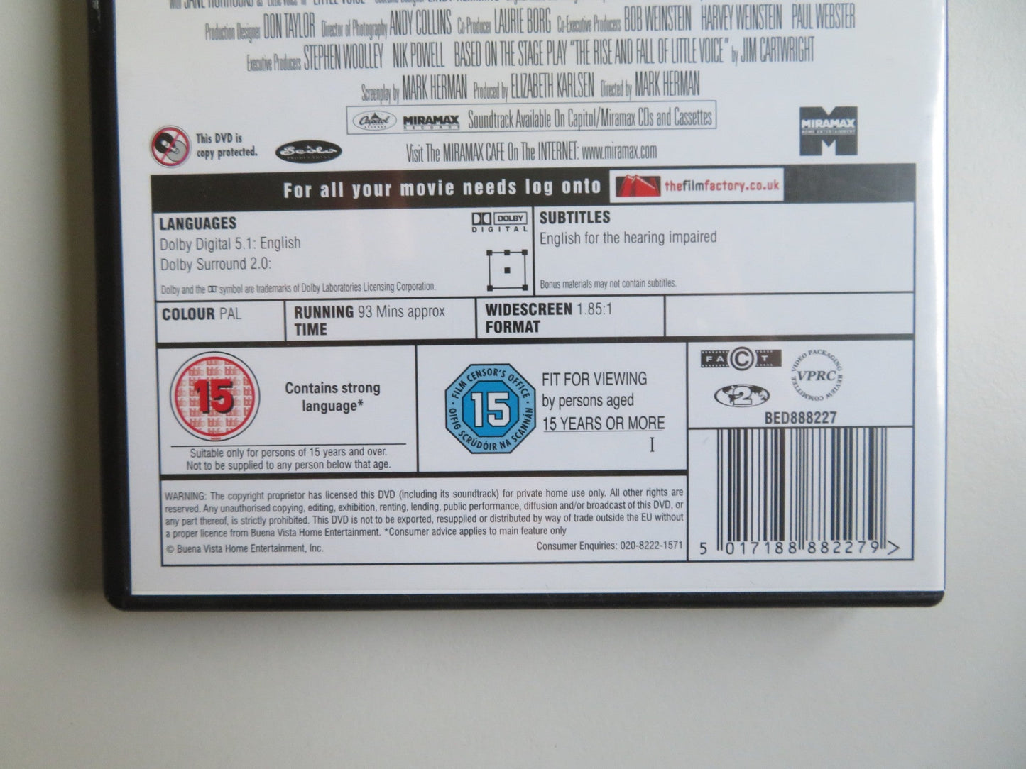 LITTLE VOICE (DVD) JANE HORROCKS MICHAEL CAINE EWAN MCGREGOR 1998 REGION 2 - Rendezvous Cinema