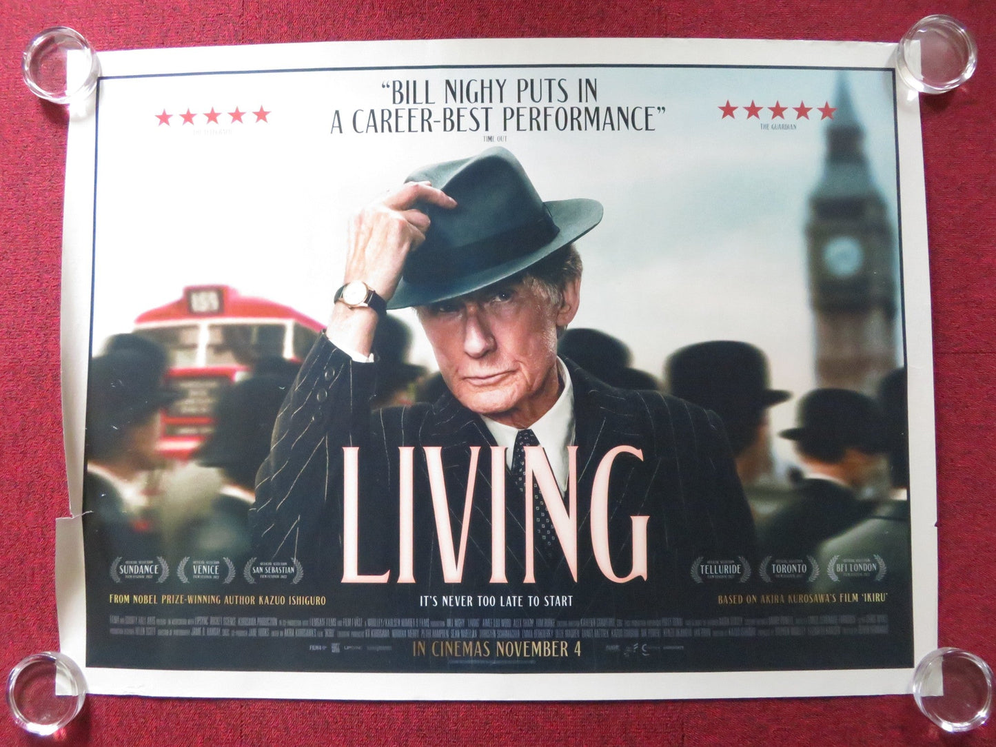 LIVING UK QUAD ROLLED POSTER BILL NIGHY ALEX SHARP 2022 Rendezvous Cinema Movie posters