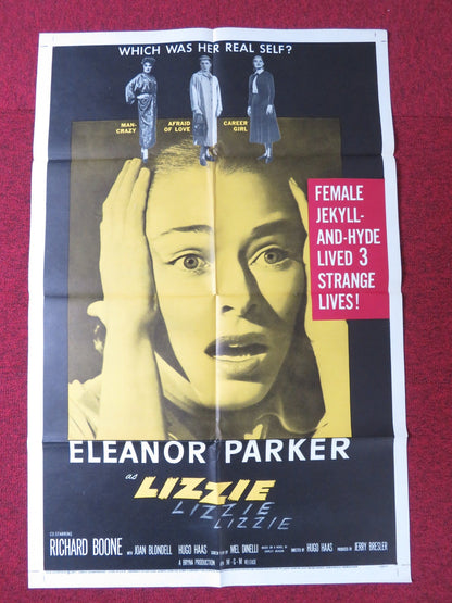 LIZZIE FOLDED US ONE SHEET POSTER ELEANOR PARKER RICHARD BOONE 1957 Rendezvous Cinema Movie posters