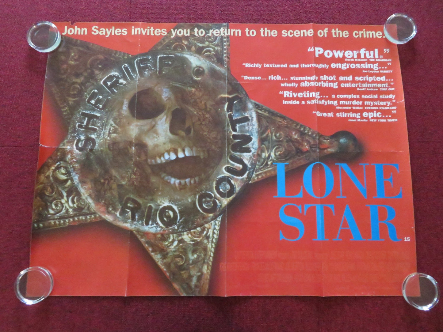 LONE STAR UK QUAD ROLLED POSTER MATTHEW MCCONAUGHEY KRIS KRISTOFFERSON 1996 - Rendezvous Cinema