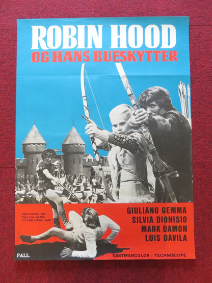 LONG LIVE ROBIN HOOD DANISH POSTER ROLLED GIULIANO GEMMA MARK DAMON 1971 Rendezvous Cinema Movie posters
