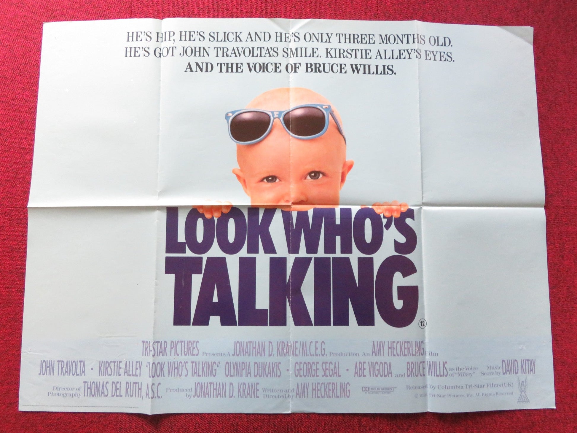 LOOK WHO'S TALKING UK QUAD POSTER FOLDED JOHN TRAVOLTA KIRSTIE ALLEY 1989 Rendezvous Cinema Movie posters