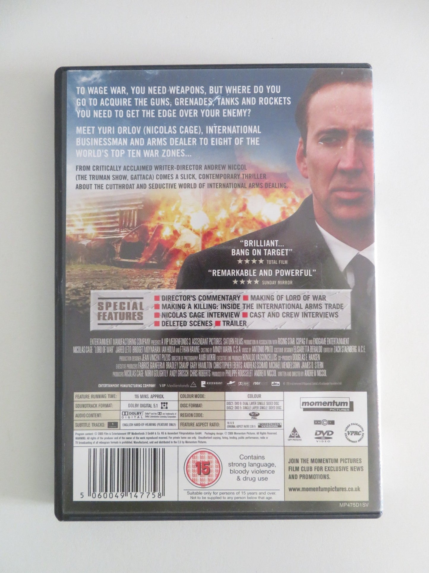 LORD OF WAR - LIMITED EDITION (DVD) NICOLAS CAGE JARED LETO 2005 REGION 2 Movie posters