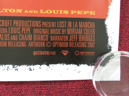 LOST IN LA MANCHA UK QUAD ROLLED POSTER TERRY GILLLIAM JOHNNY DEPP 2002 Rendezvous Cinema Movie posters