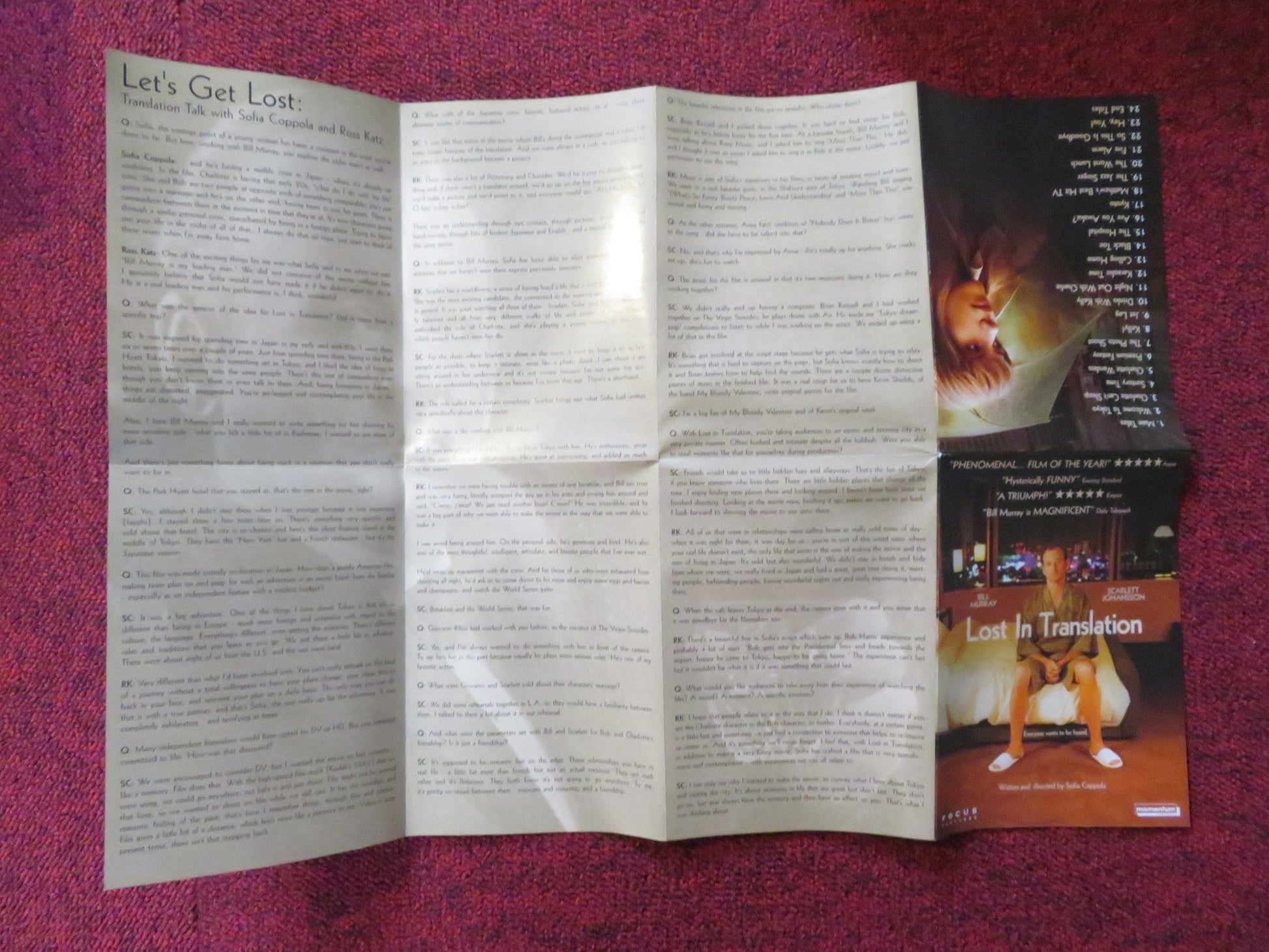 LOST IN TRANSLATION (DVD) BILL MURRAY SCARLETT JOHANSSON 2003 REGION 2 Rendezvous Cinema Movie posters