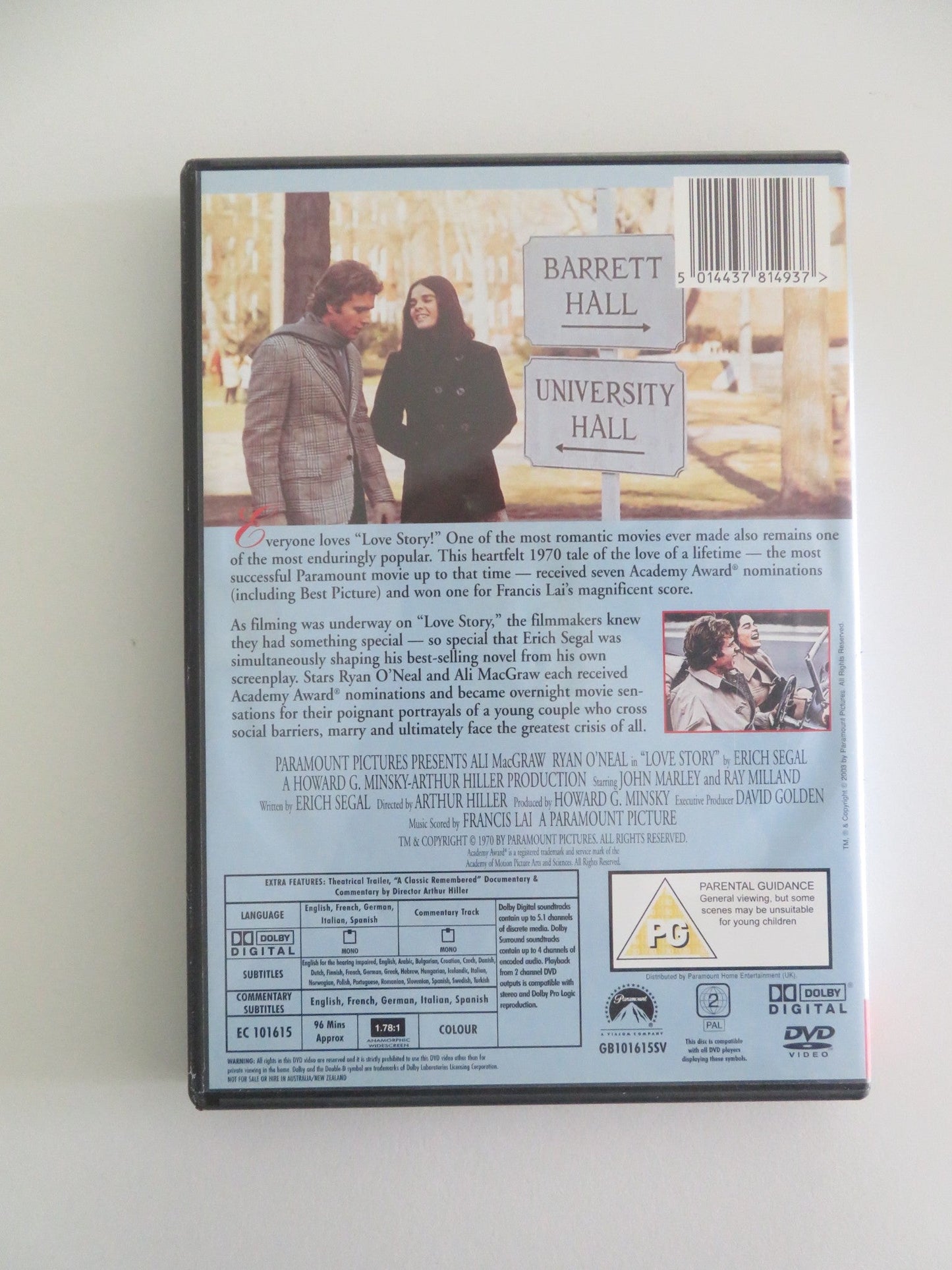LOVE STORY (DVD) ALI MACGRAW RYAN O'NEAL 1970 REGION 2 Movie posters