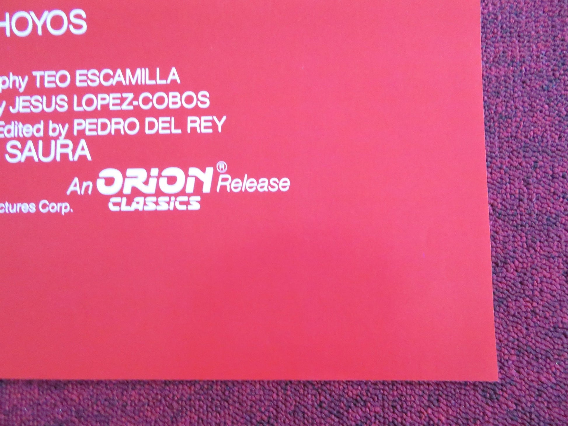 LOVE, THE MAGICIAN US ONE SHEET ROLLED POSTER ANTONIO GADES CRISTINA HOYOS 1986 Rendezvous Cinema Movie posters