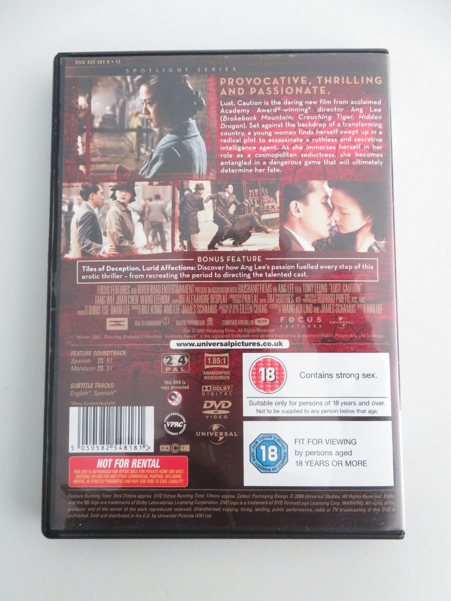 Lust, Caution (DVD) Tony Leung Chiu - Wai Tang Wei 2007 Region 2, 4 Movie posters