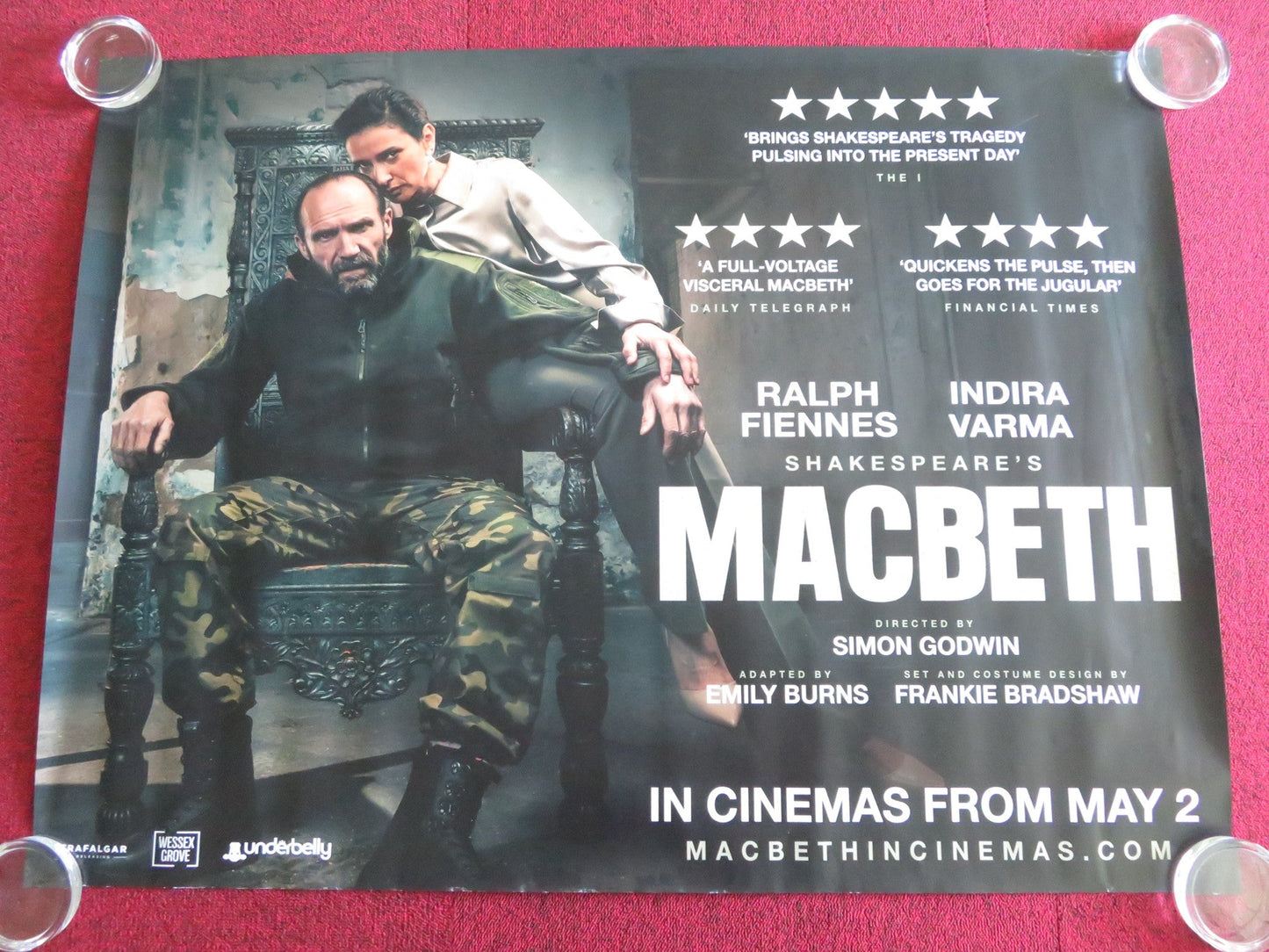 MACBETH UK QUAD ROLLED POSTER RALPH FIENNES INDIRA VARMA 2024 Rendezvous Cinema Movie posters