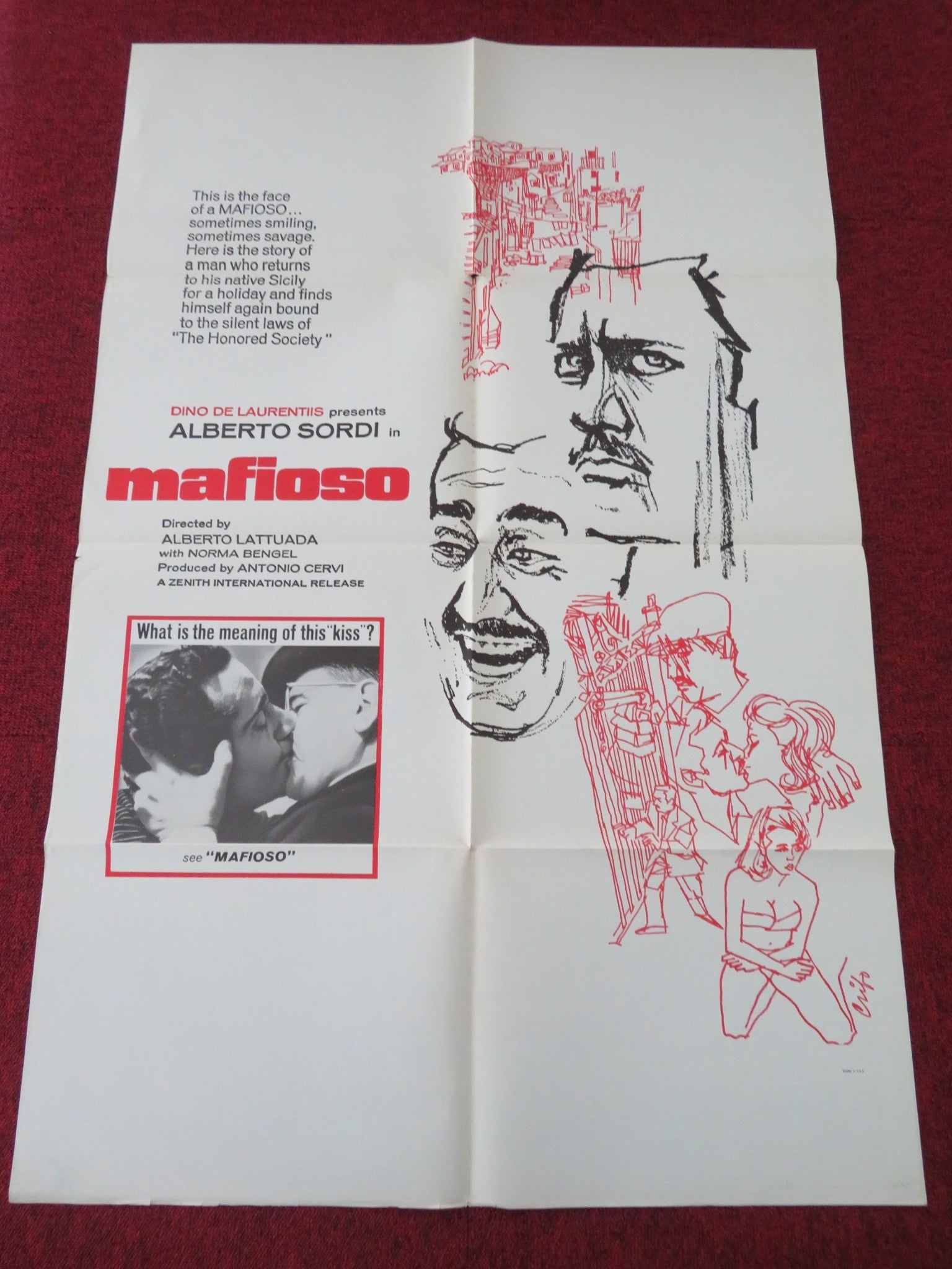 MAFIOSO FOLDED US ONE SHEET POSTER ALBERTO SORDI NORMA BENGELL 1965 Movie posters