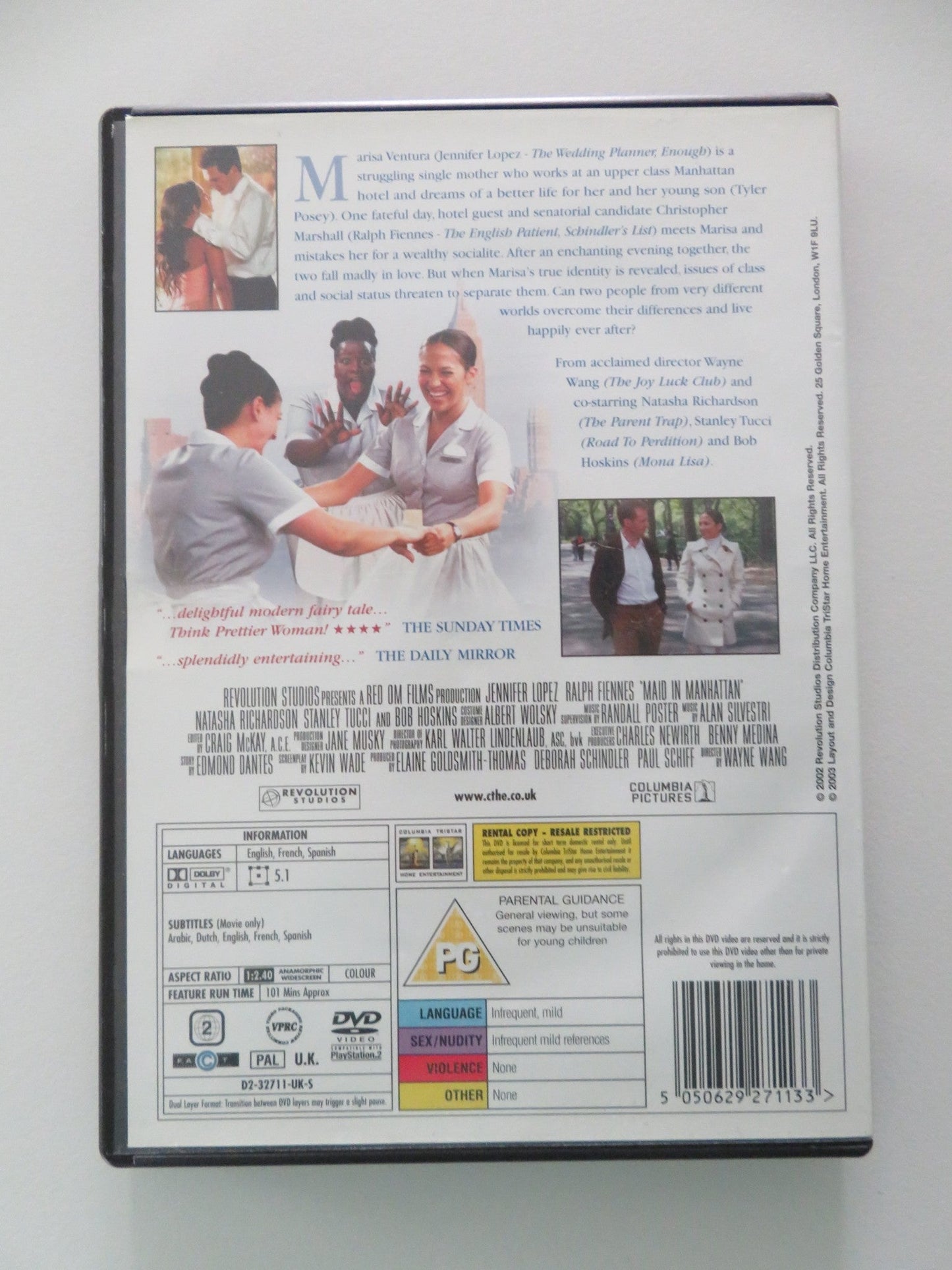 Maid in Manhattan (DVD) Jennifer Lopez Ralph Fiennes 2002 Region 2 Movie posters