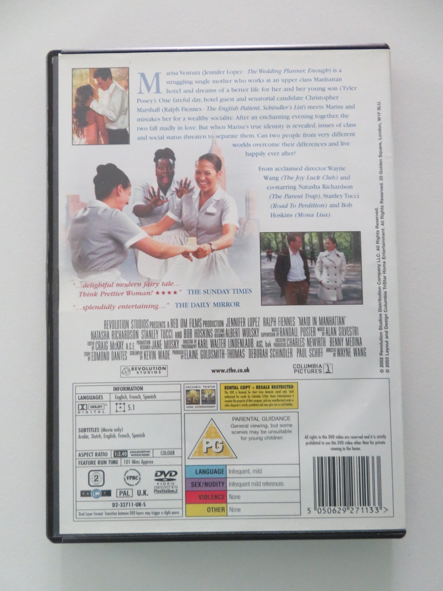Maid in Manhattan (DVD) Jennifer Lopez Ralph Fiennes 2002 Region 2 Movie posters