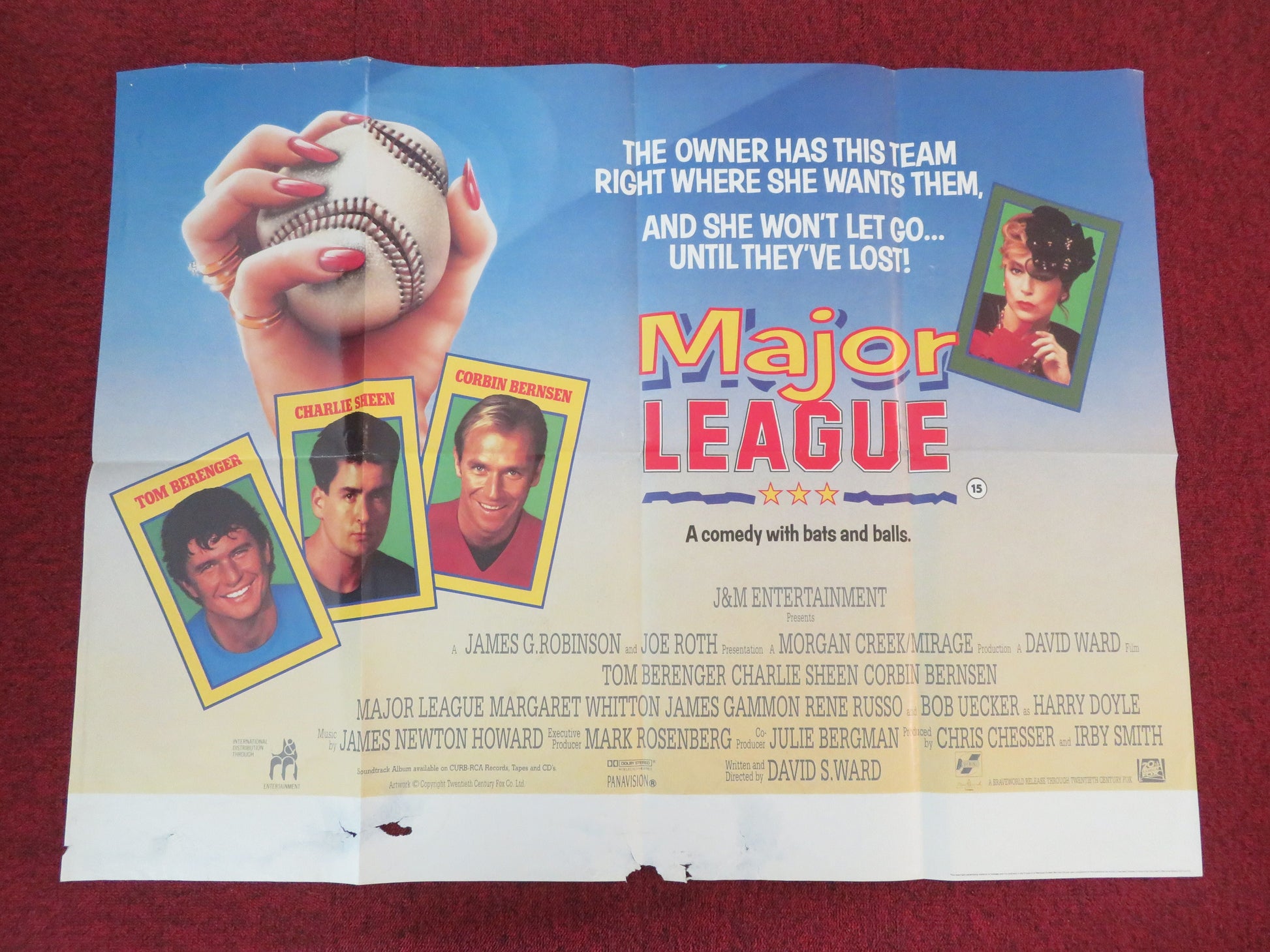 Major League UK Quad Poster Folded Tom Berenger Charlie Sheen 1989 Movie posters