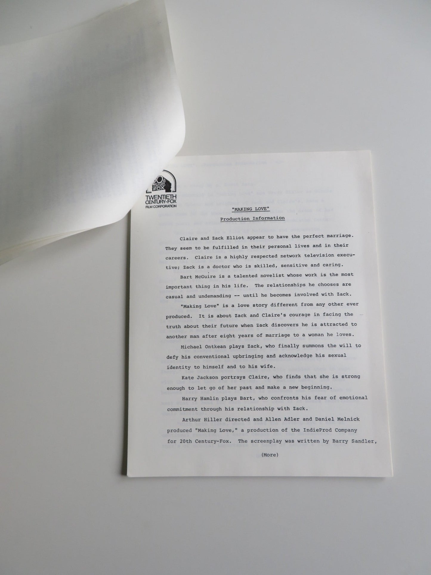 MAKING LOVE PRESS KIT 1982 MICHAEL ONTKEAN KATE JACKSON Movie posters