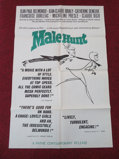 MALE HUNT FOLDED US ONE SHEET POSTER JEAN - PAUL BELMONDO JEAN - CLAUDE BRIALY 1964 Movie posters