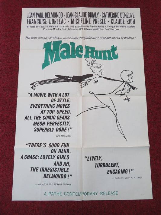MALE HUNT FOLDED US ONE SHEET POSTER JEAN - PAUL BELMONDO JEAN - CLAUDE BRIALY 1964 Movie posters