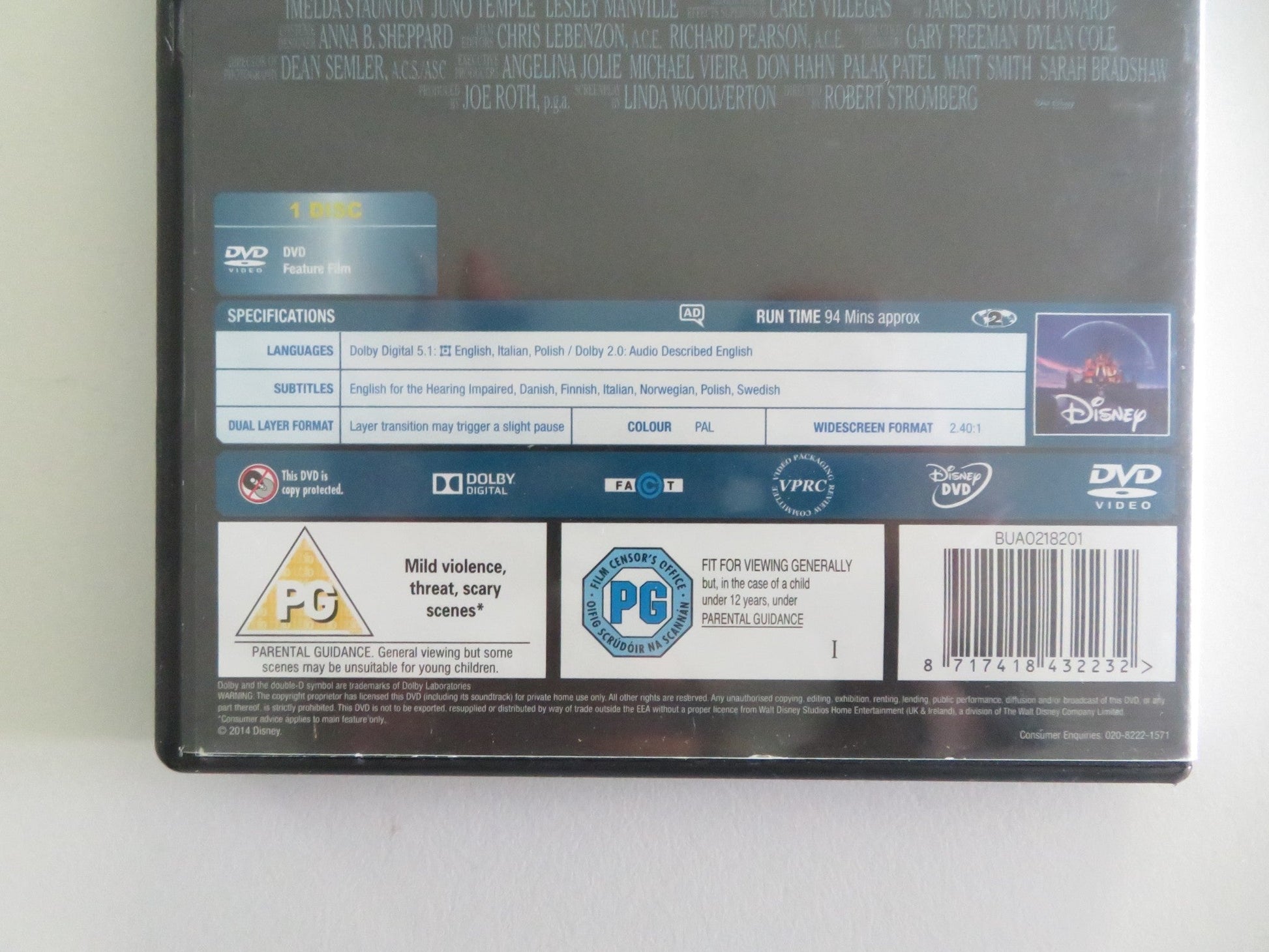 Maleficent (DVD) Disney Angelina Jolie Elle Fanning 2014 Region 2 Movie posters