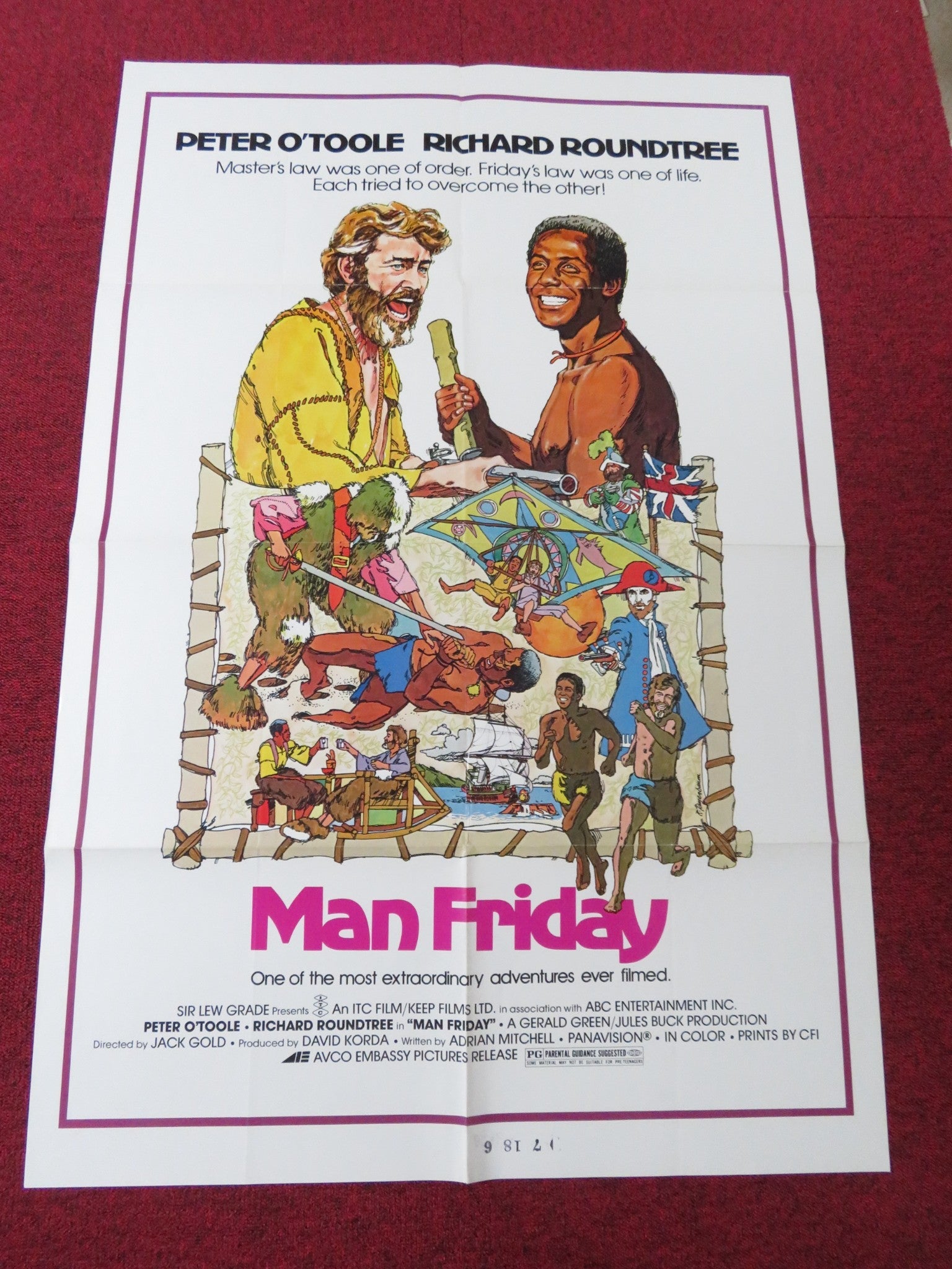 MAN FRIDAY - B FOLDED US ONE SHEET POSTER PETER O'TOOLE RICHARD ROUNDTREE 1975 Rendezvous Cinema Movie posters