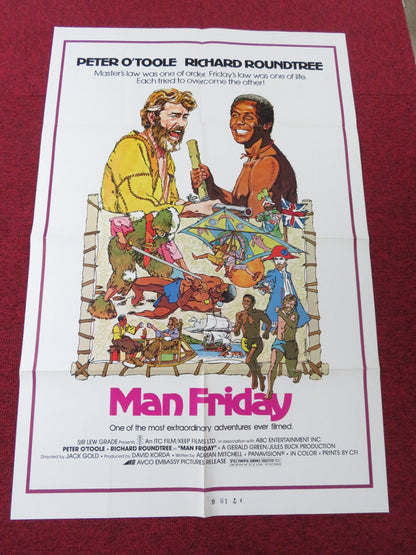 MAN FRIDAY - B FOLDED US ONE SHEET POSTER PETER O'TOOLE RICHARD ROUNDTREE 1975 Rendezvous Cinema Movie posters