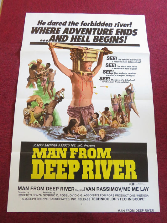MAN FROM DEEP RIVER - B US TRI FOLDED ONE SHEET ROLLED POSTER IVAN RASSIMOV 1972 Rendezvous Cinema Movie posters