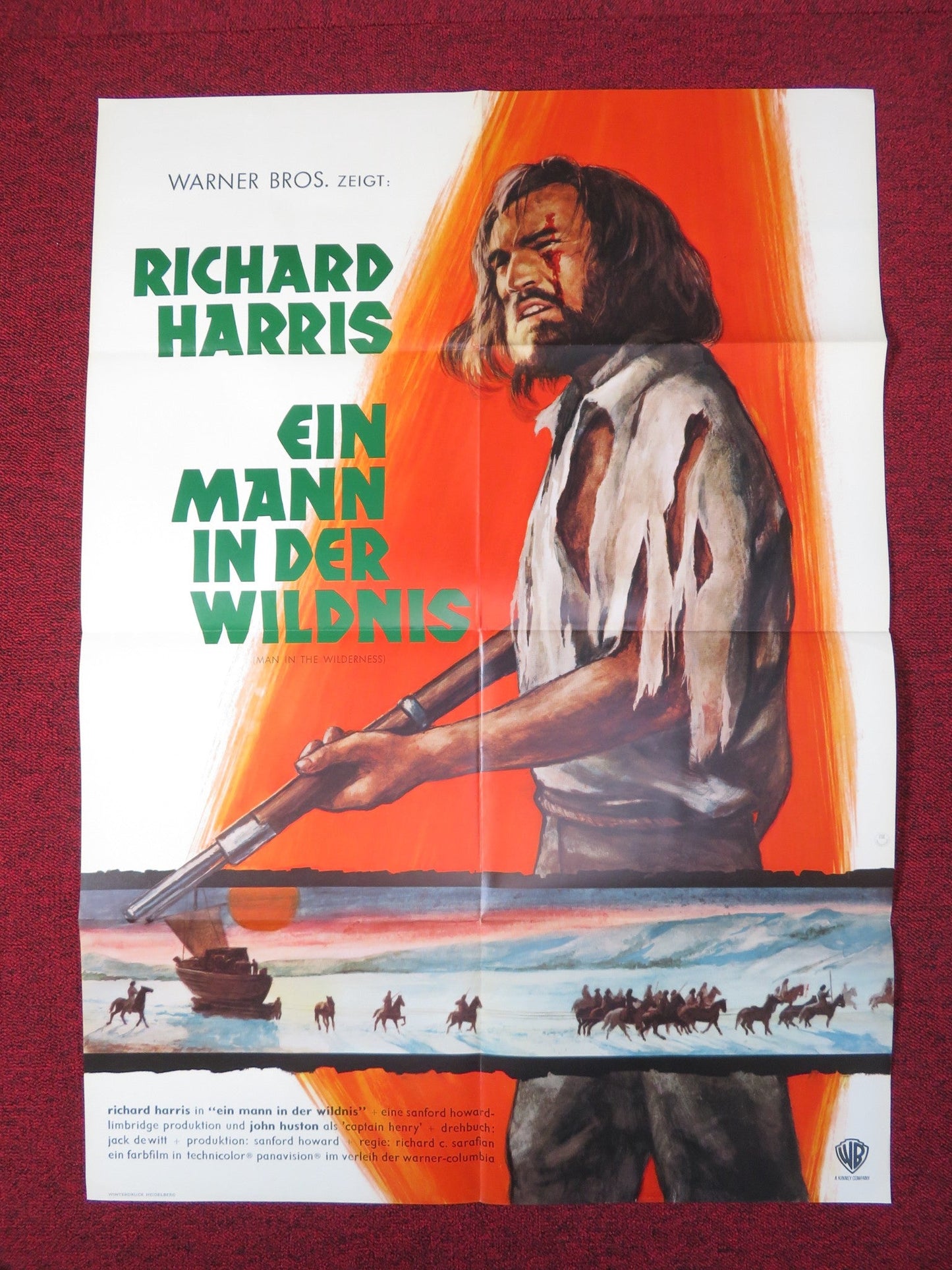 MAN IN THE WILDERNESS GERMAN A1 POSTER FOLDED RICHARD HARRIS JOHN HUSTON 1972 Rendezvous Cinema Movie posters