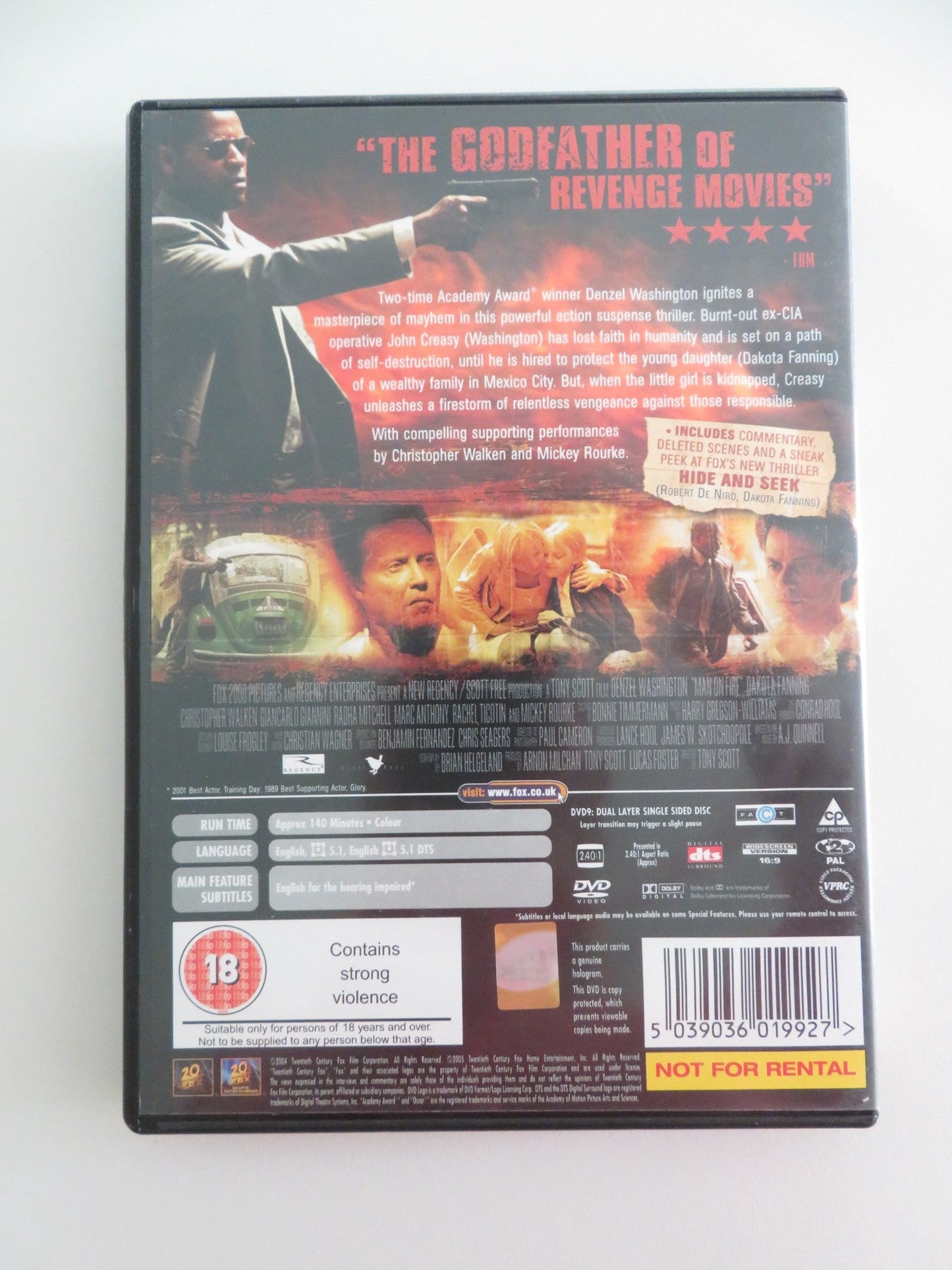MAN ON FIRE (DVD) DENZEL WASHINGTON DAKOTA FANNING 2004 REGION 2 Movie posters