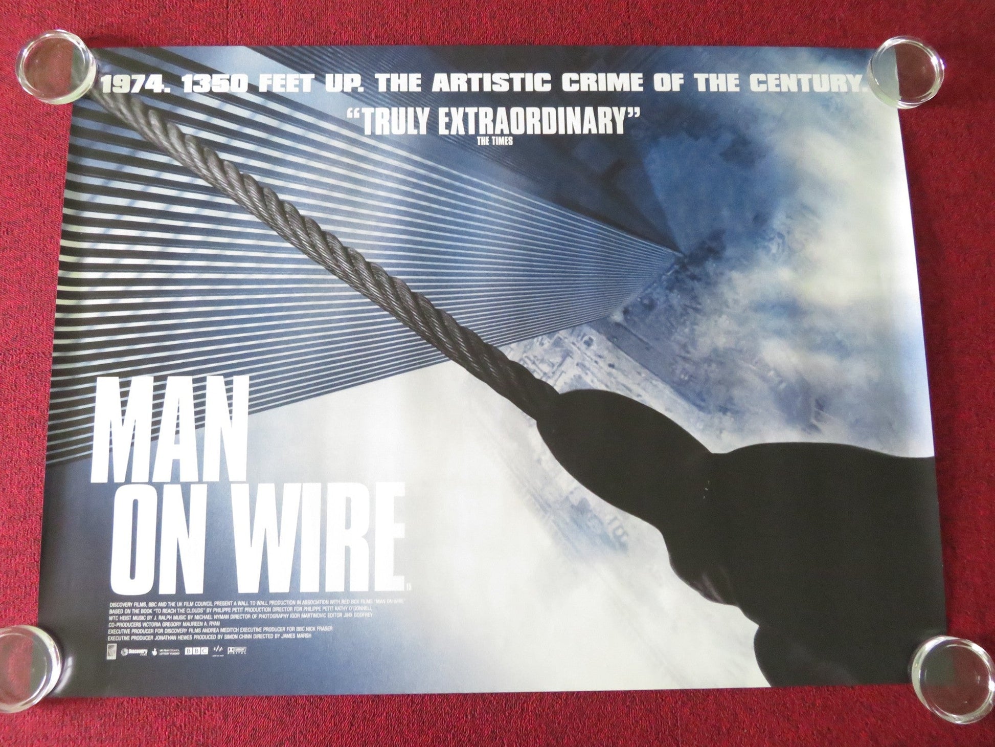 Man On Wire UK Quad Rolled Poster Philippe Petit Jean Francois Heckel 2008 Movie posters