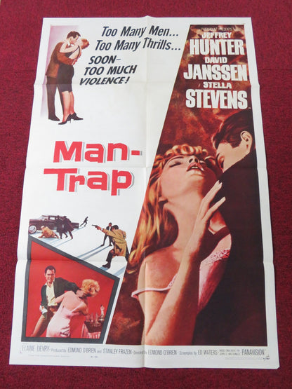 MAN - TRAP FOLDED US ONE SHEET POSTER JEFFREY HUNTER DAVID JANSSEN 1961 Rendezvous Cinema Movie posters