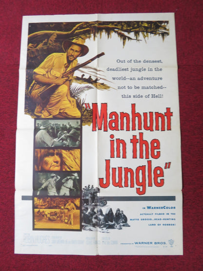 MANHUNT IN THE JUNGLE FOLDED US ONE SHEET POSTER ROBIN HUGHES LUIS ALVAREZ 1958 Rendezvous Cinema Movie posters