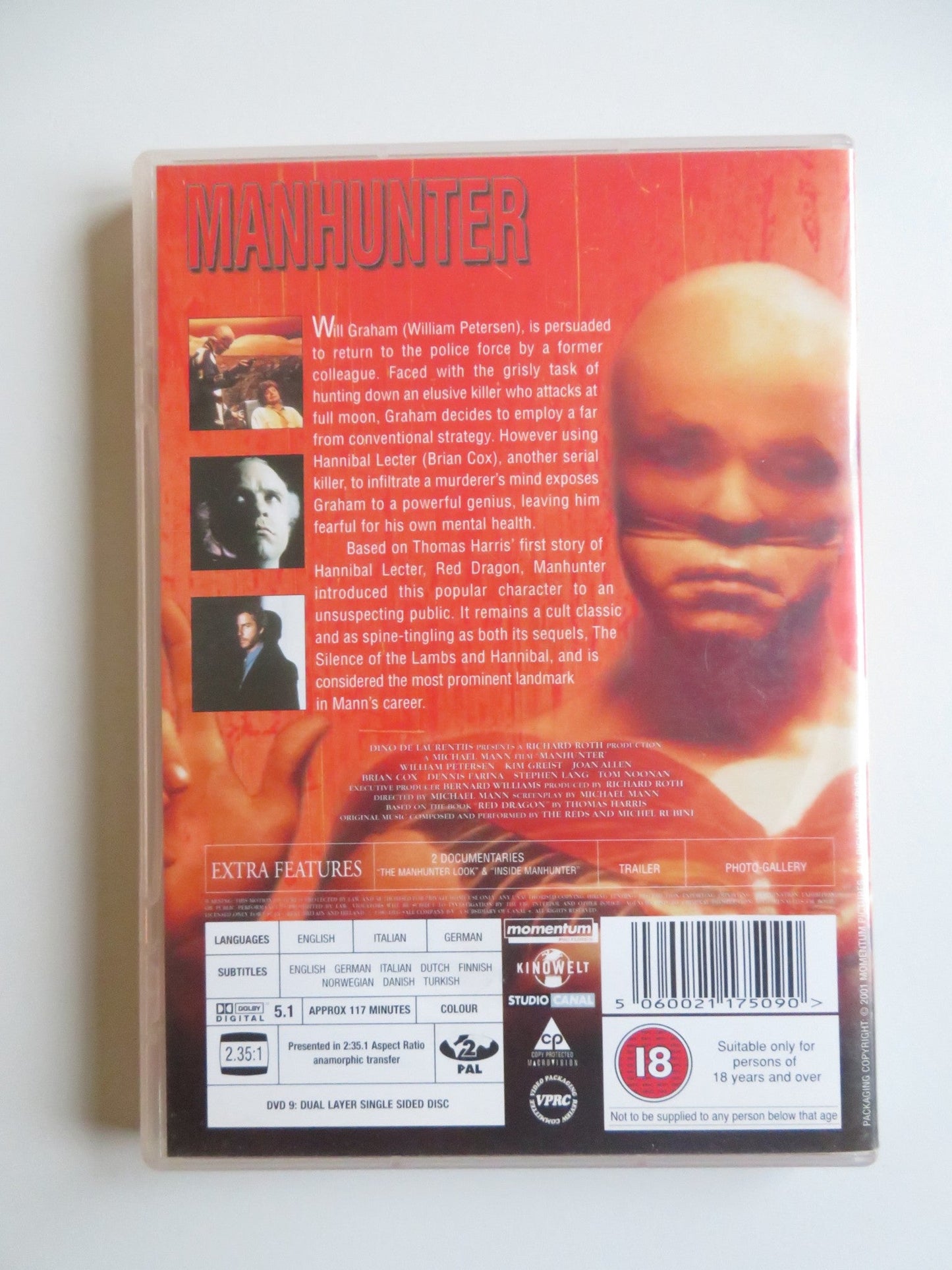 MANHUNTER (DVD) WILLIAM PETERSEN BRIAN COX 1986 REGION 2 Movie posters