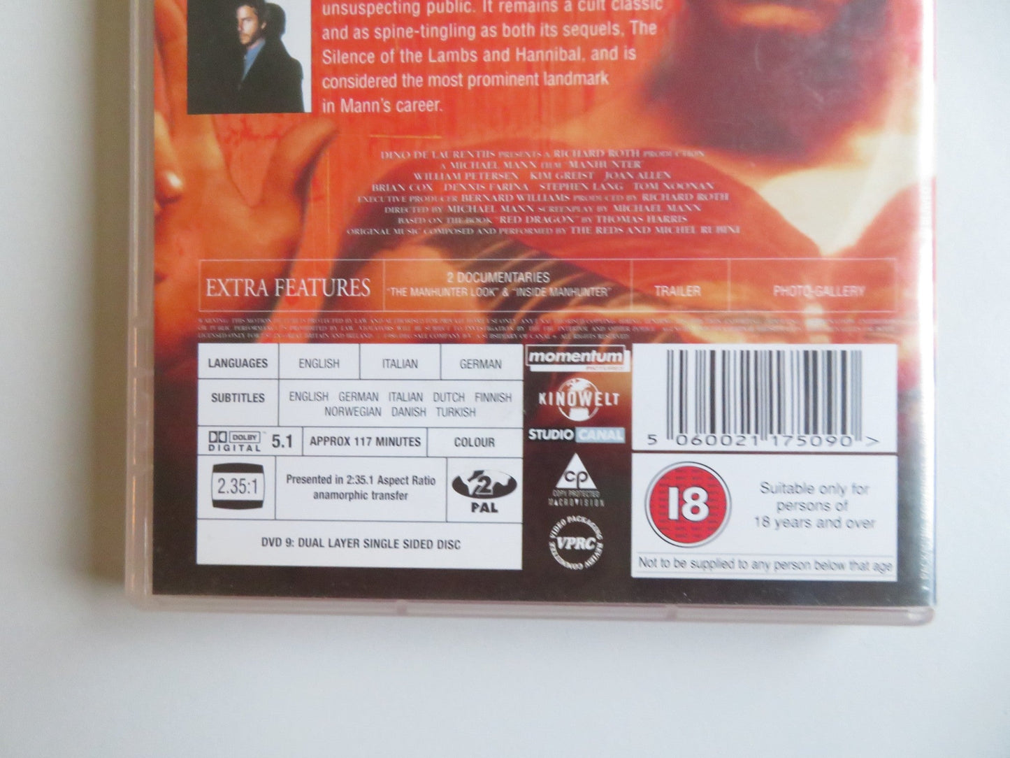 MANHUNTER (DVD) WILLIAM PETERSEN BRIAN COX 1986 REGION 2 Movie posters