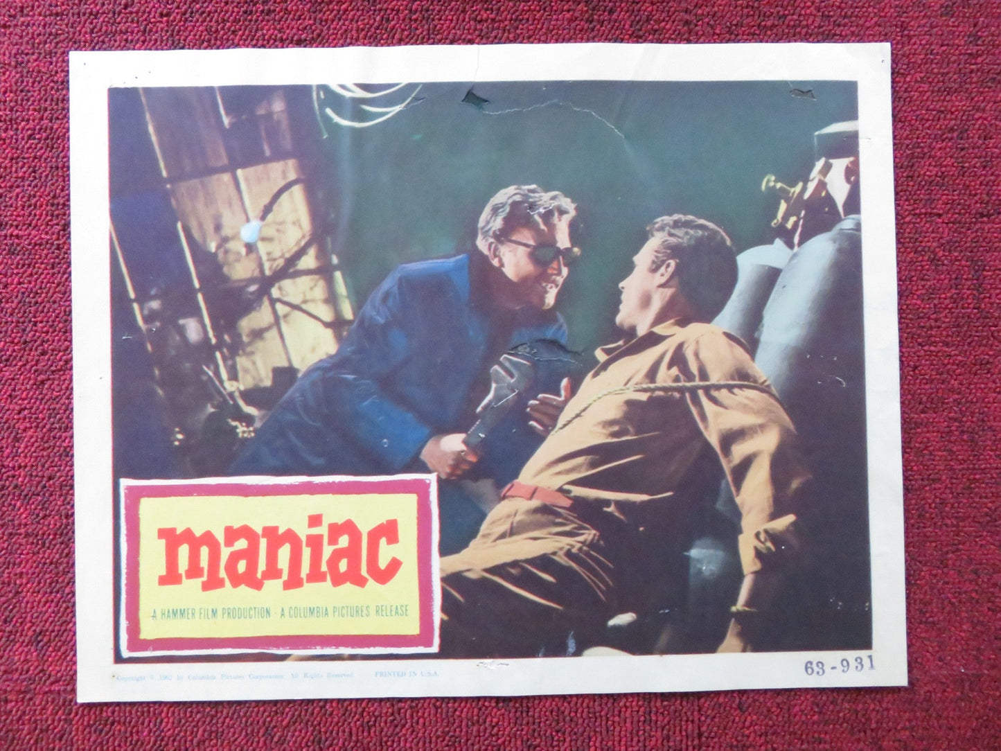 MANIAC US LOBBY CARD FULL SET HAMMER KERWIN MATHEWS NADIA GRAY 1962 Rendezvous Cinema Movie posters