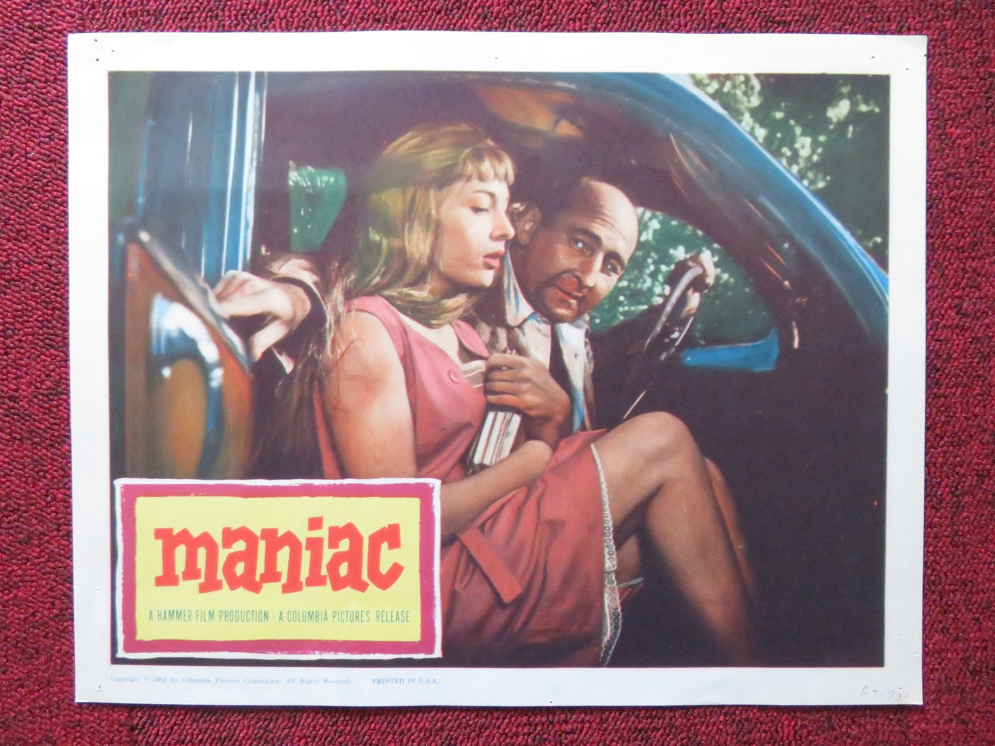 MANIAC US LOBBY CARD FULL SET HAMMER KERWIN MATHEWS NADIA GRAY 1962 Rendezvous Cinema Movie posters