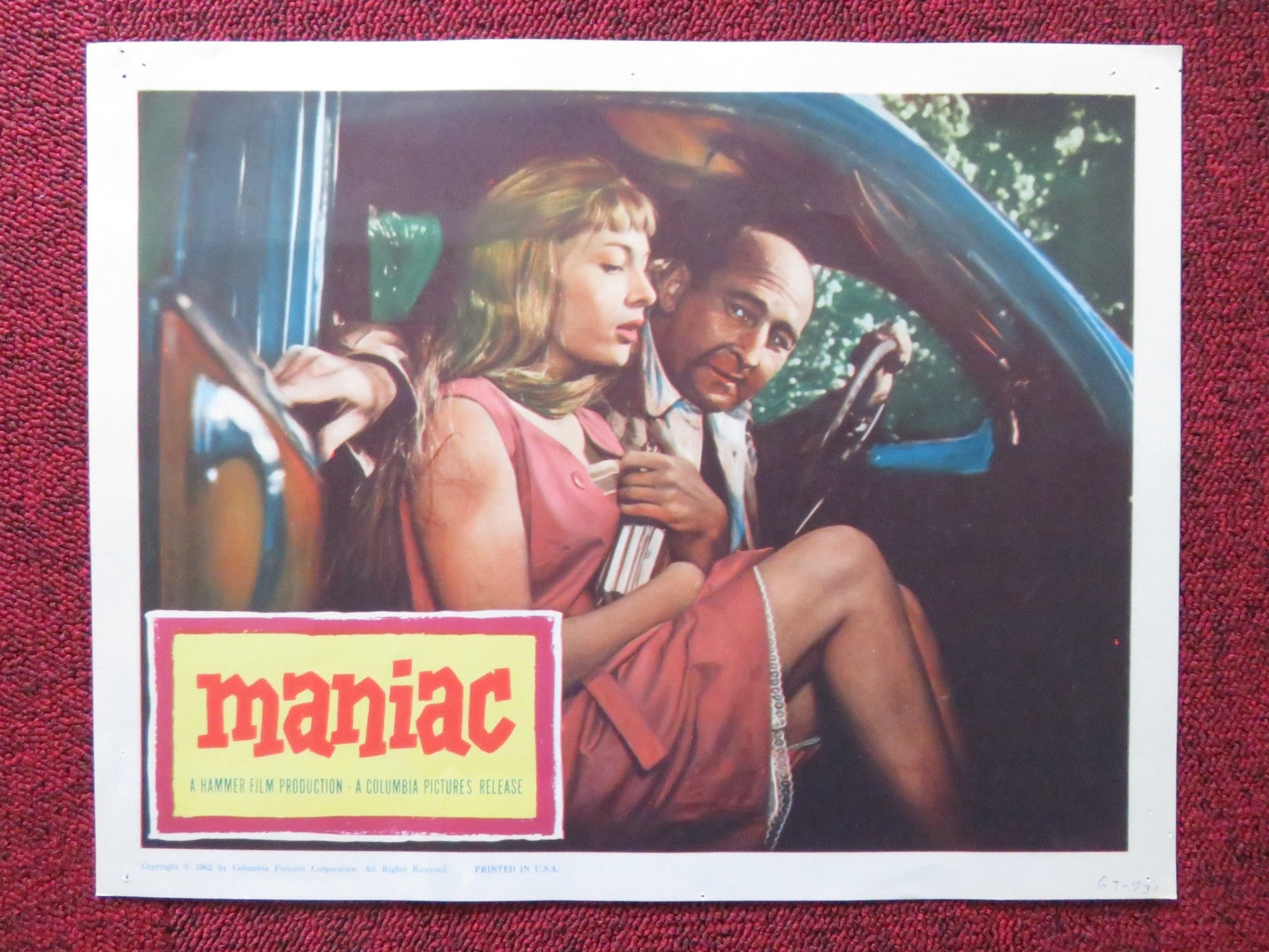 MANIAC US LOBBY CARD FULL SET HAMMER KERWIN MATHEWS NADIA GRAY 1962 Rendezvous Cinema Movie posters