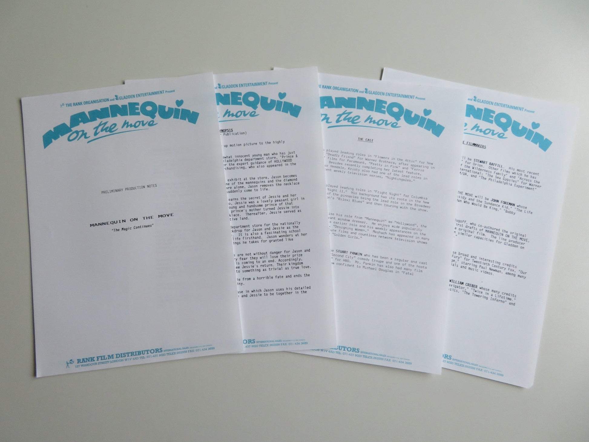 MANNEQUIN: ON THE MOVE PRESS KIT 1991 KRISTY SWANSON MESHACH TAYLOR Movie posters