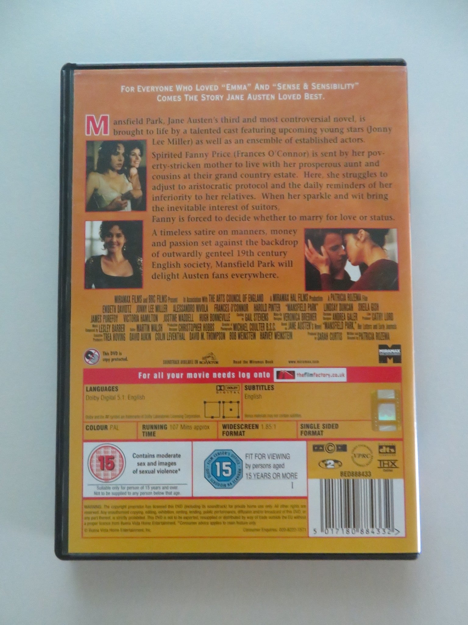 MANSFIELD PARK (DVD) EMBETH DAVIDTZ HUGH BONNEVILLE 1999 REGION 2 Movie posters