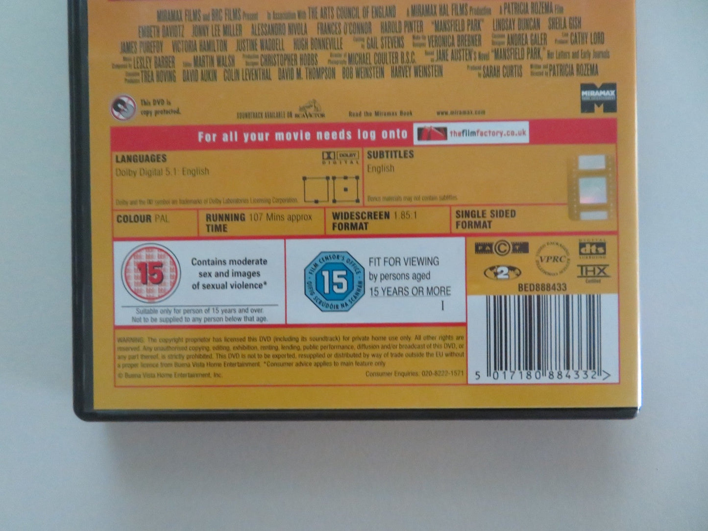 MANSFIELD PARK (DVD) EMBETH DAVIDTZ HUGH BONNEVILLE 1999 REGION 2 Movie posters