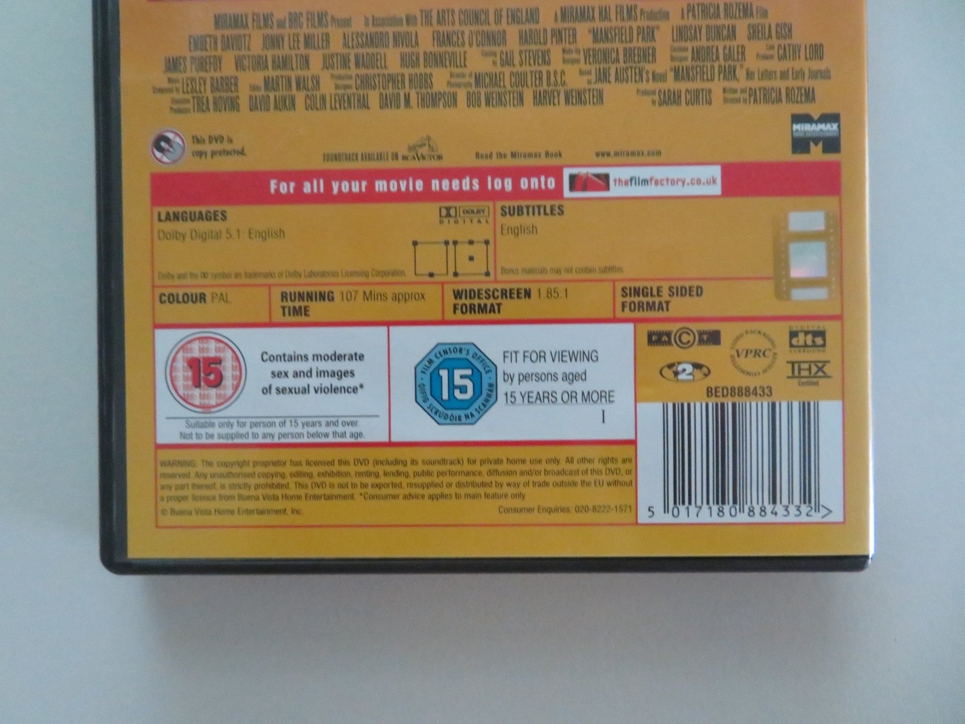 MANSFIELD PARK (DVD) EMBETH DAVIDTZ HUGH BONNEVILLE 1999 REGION 2 Movie posters