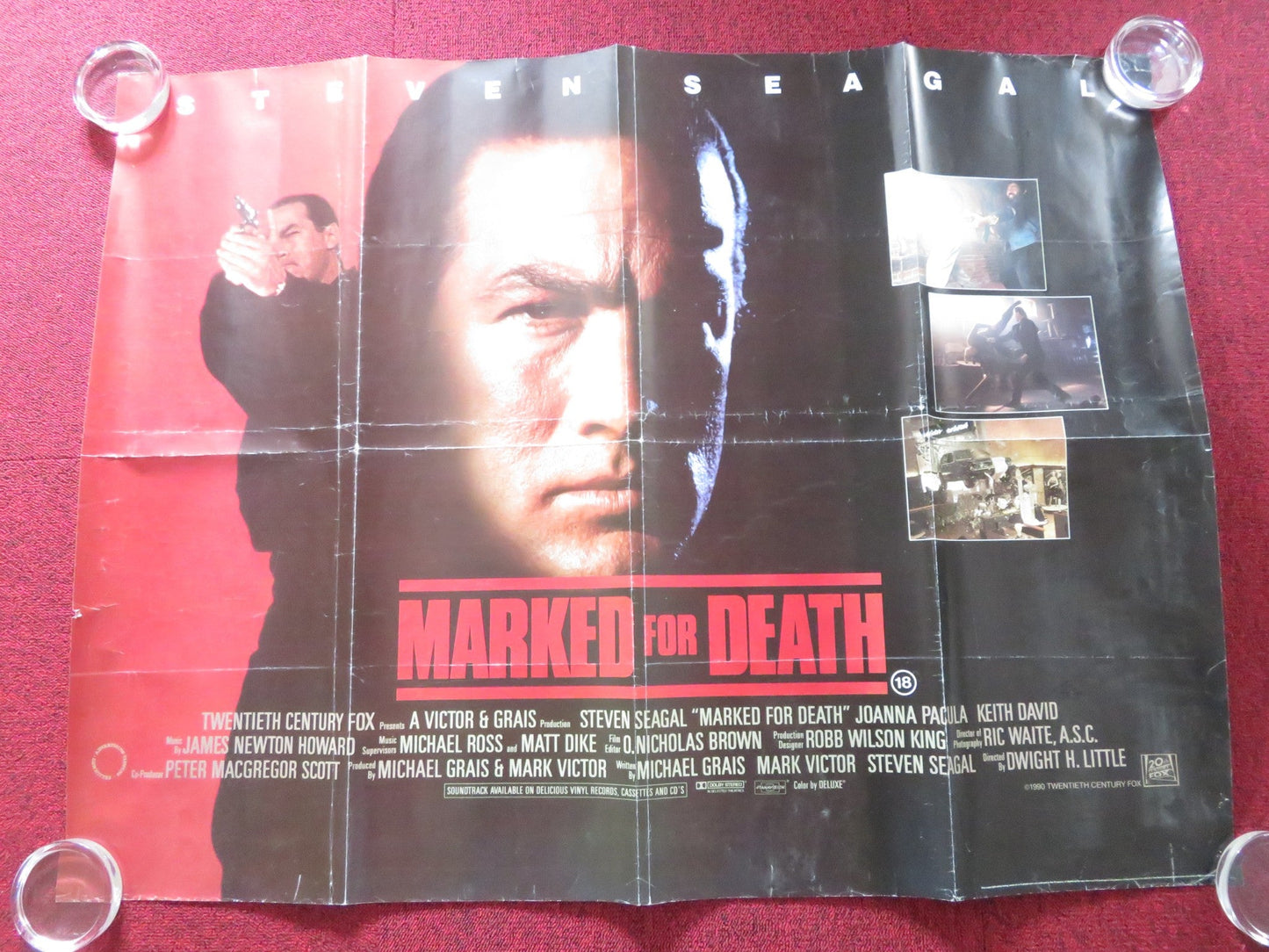 MARKED FOR DEATH UK QUAD ROLLED POSTER STEVEN SEAGAL BASIL WALLACE 1990 Rendezvous Cinema Movie posters