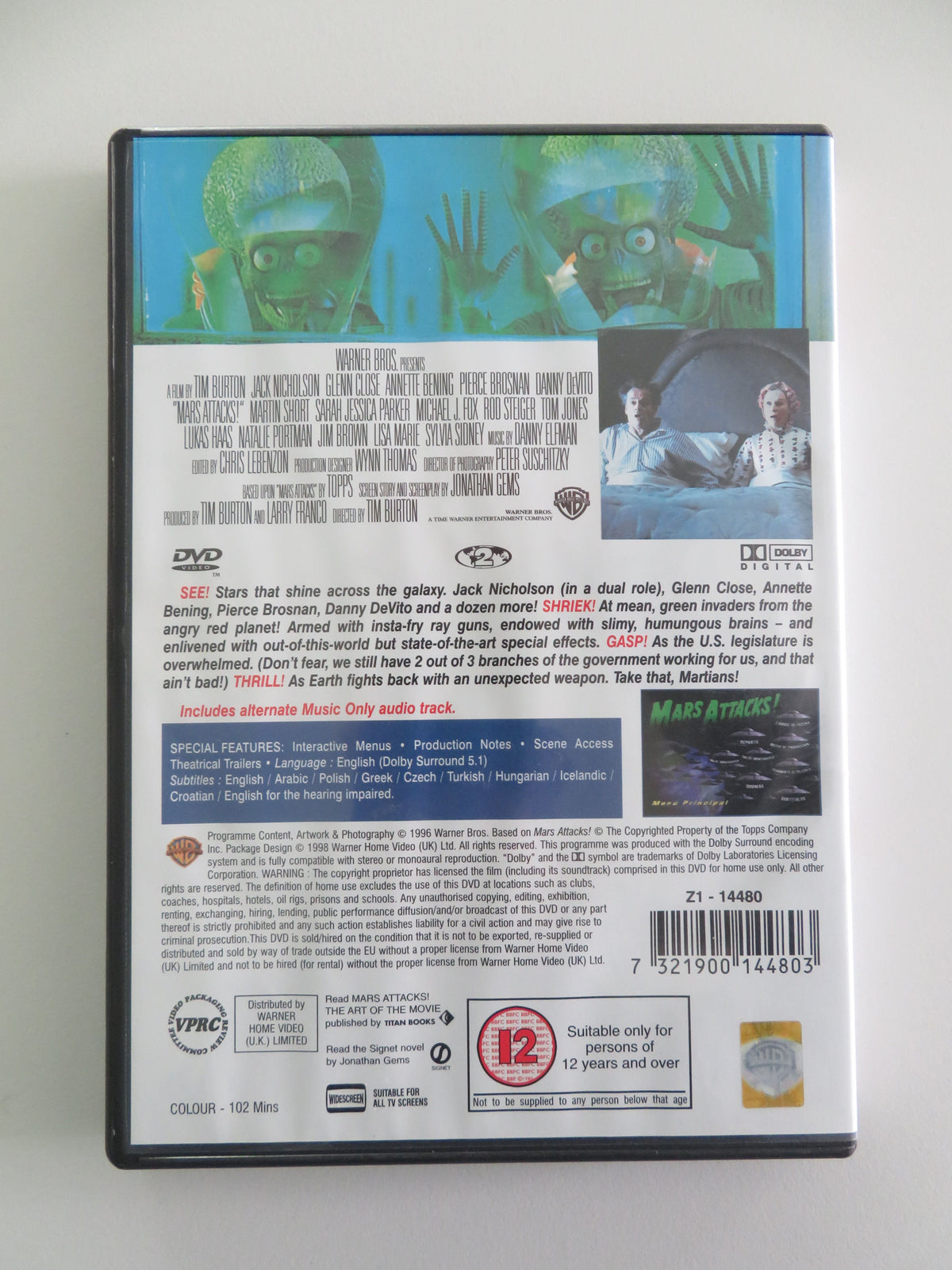 Mars Attacks! (DVD) Jack Nicholson Glenn Close 1996 Region 2 Movie posters