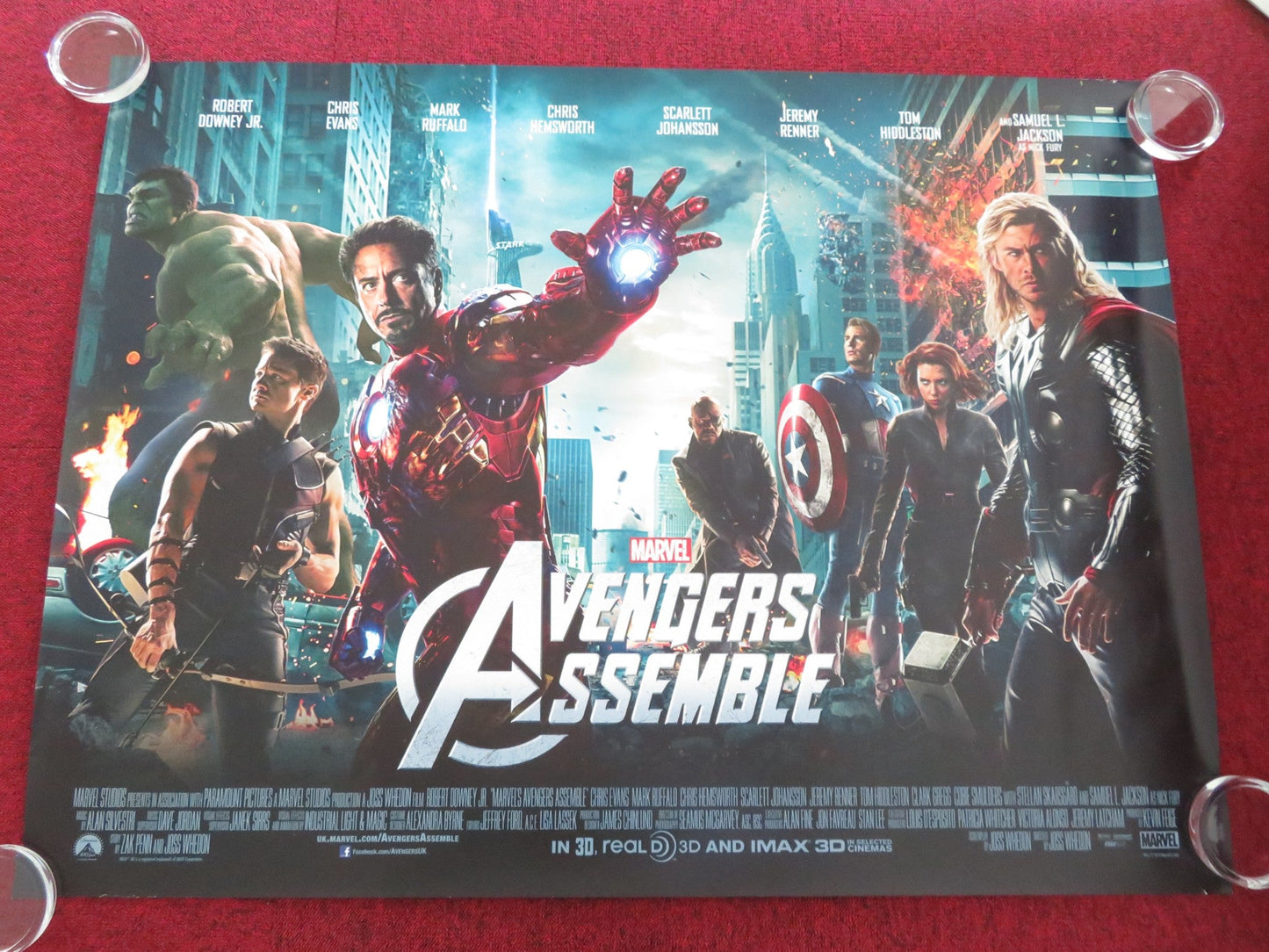 MARVEL AVENGERS ASSEMBLE UK QUAD ROLLED POSTER ROBERT DOWNEY JR. C. EVANS 2012 Movie posters