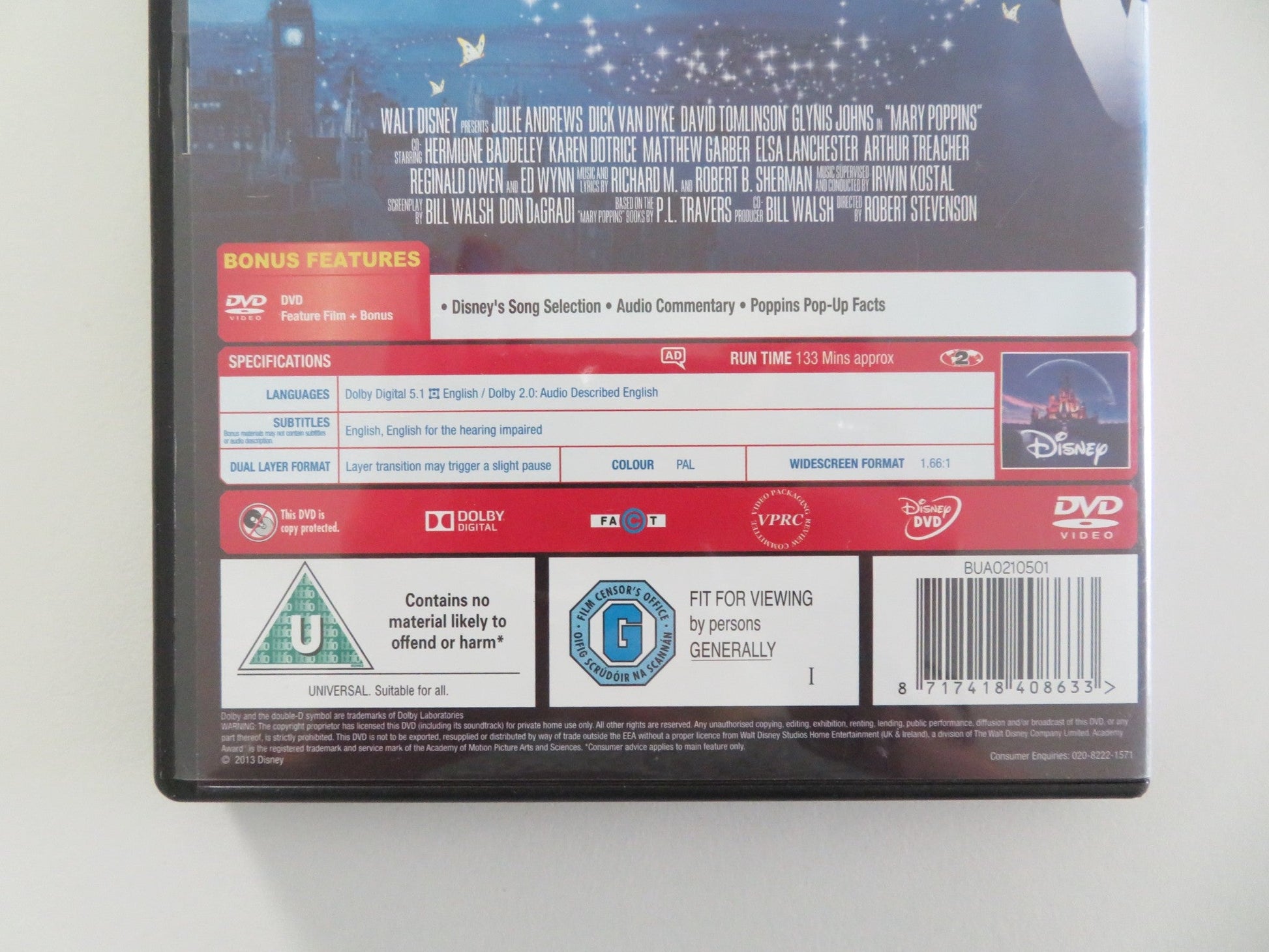 MARY POPPINS - B (DVD) DISNEY JULIE ANDREWS DICK VAN DYKE 1964 REGION 2 Movie posters