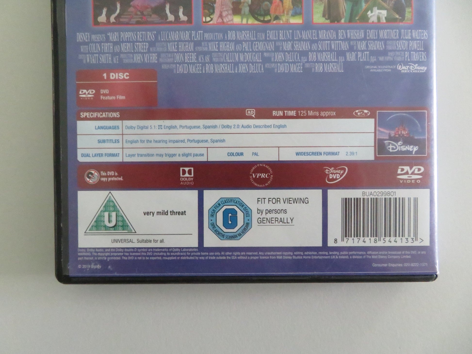 MARY POPPINS RETURNS (DVD) DISNEY EMILY BLUNT LIN - MANUEL MIRANDA 2018 REGION 2 Movie posters