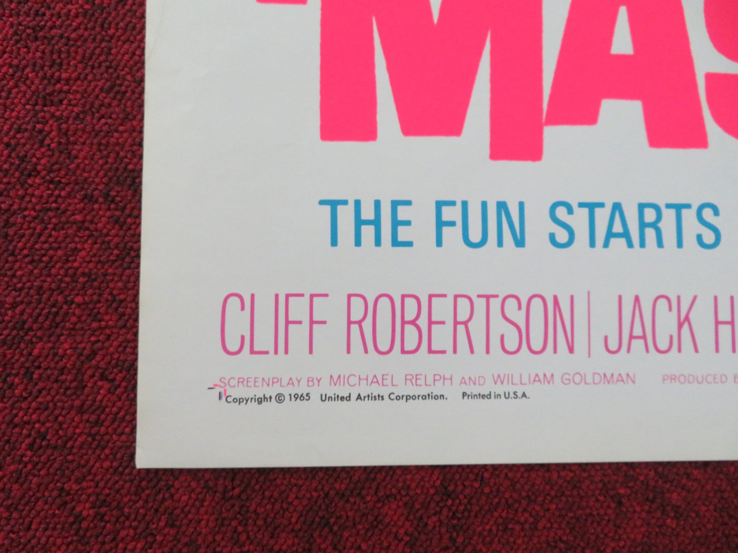 MASQUERADE FOLDED US ONE SHEET POSTER CLIFF ROBERTSON JACK HAWKINS 1965 Movie posters