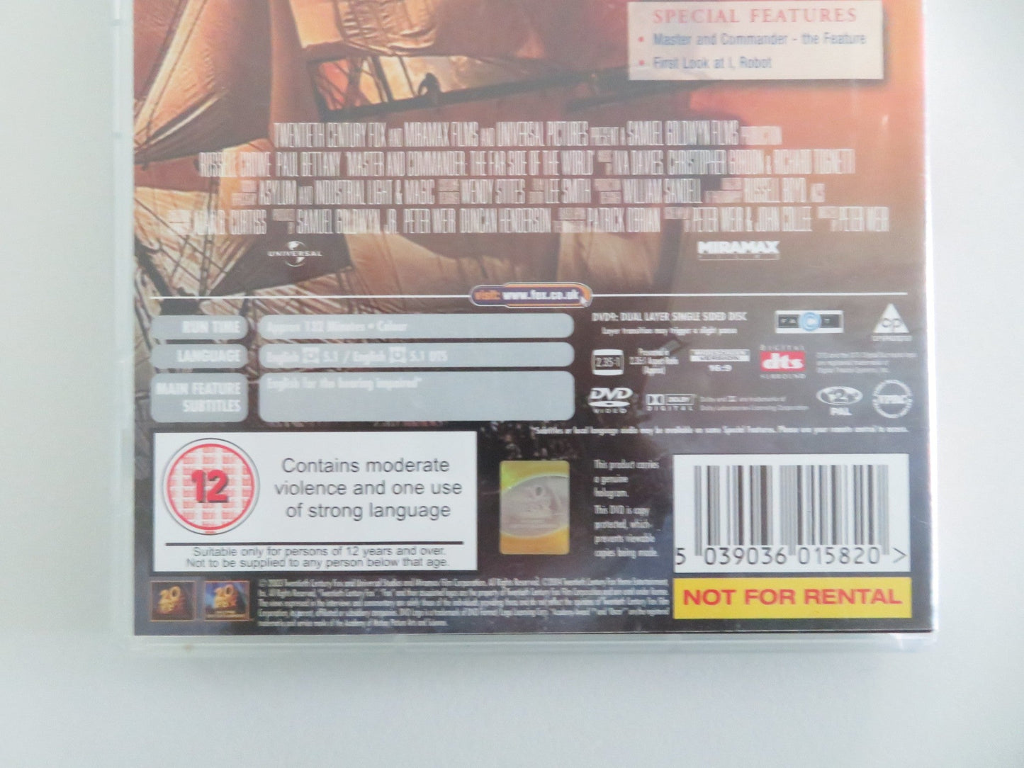 MASTER AND COMMANDER: THE FAR SIDE OF THE WORLD (DVD) R. CROW 2003 REGION 2 Movie posters