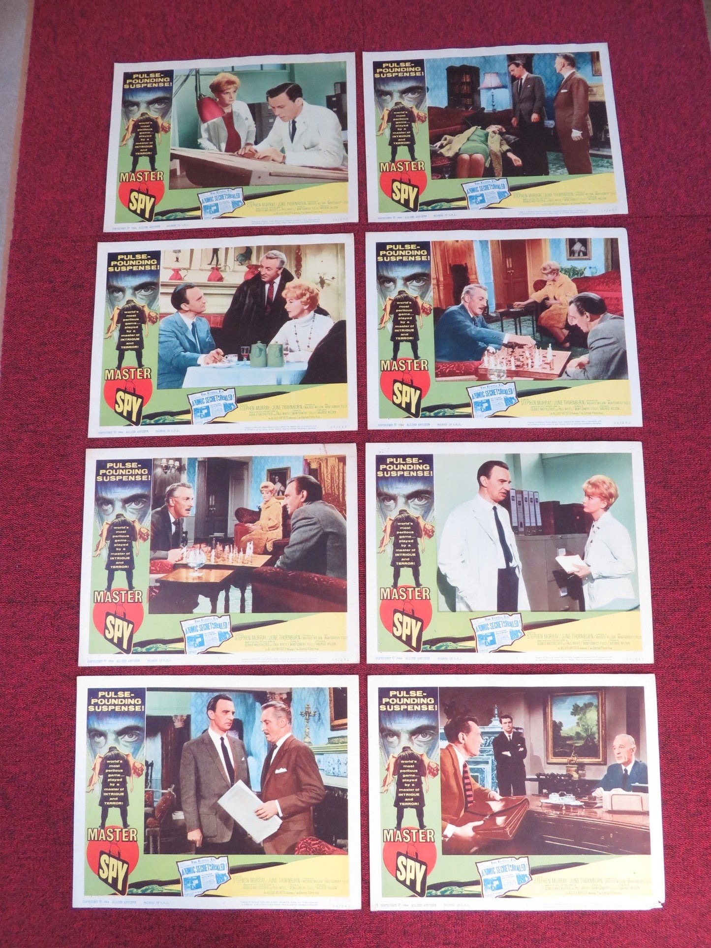 MASTER SPY US LOBBY CARD FULL SET STEPHEN MURRAY JUNE THORNBURN 1964 Rendezvous Cinema Movie posters