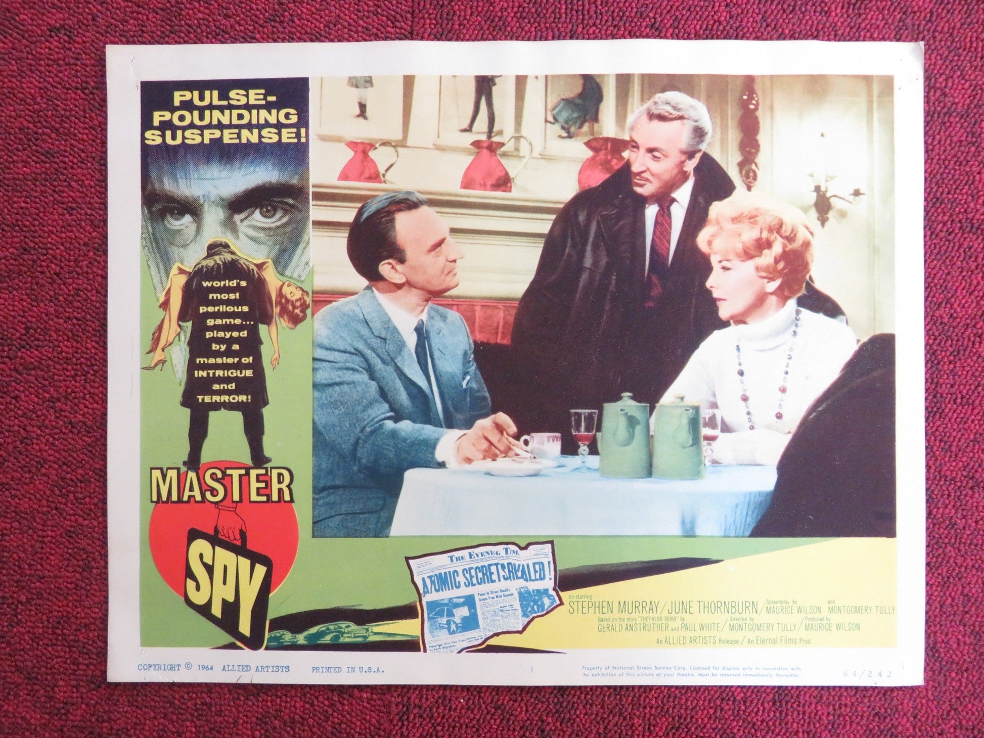 MASTER SPY US LOBBY CARD FULL SET STEPHEN MURRAY JUNE THORNBURN 1964 Rendezvous Cinema Movie posters