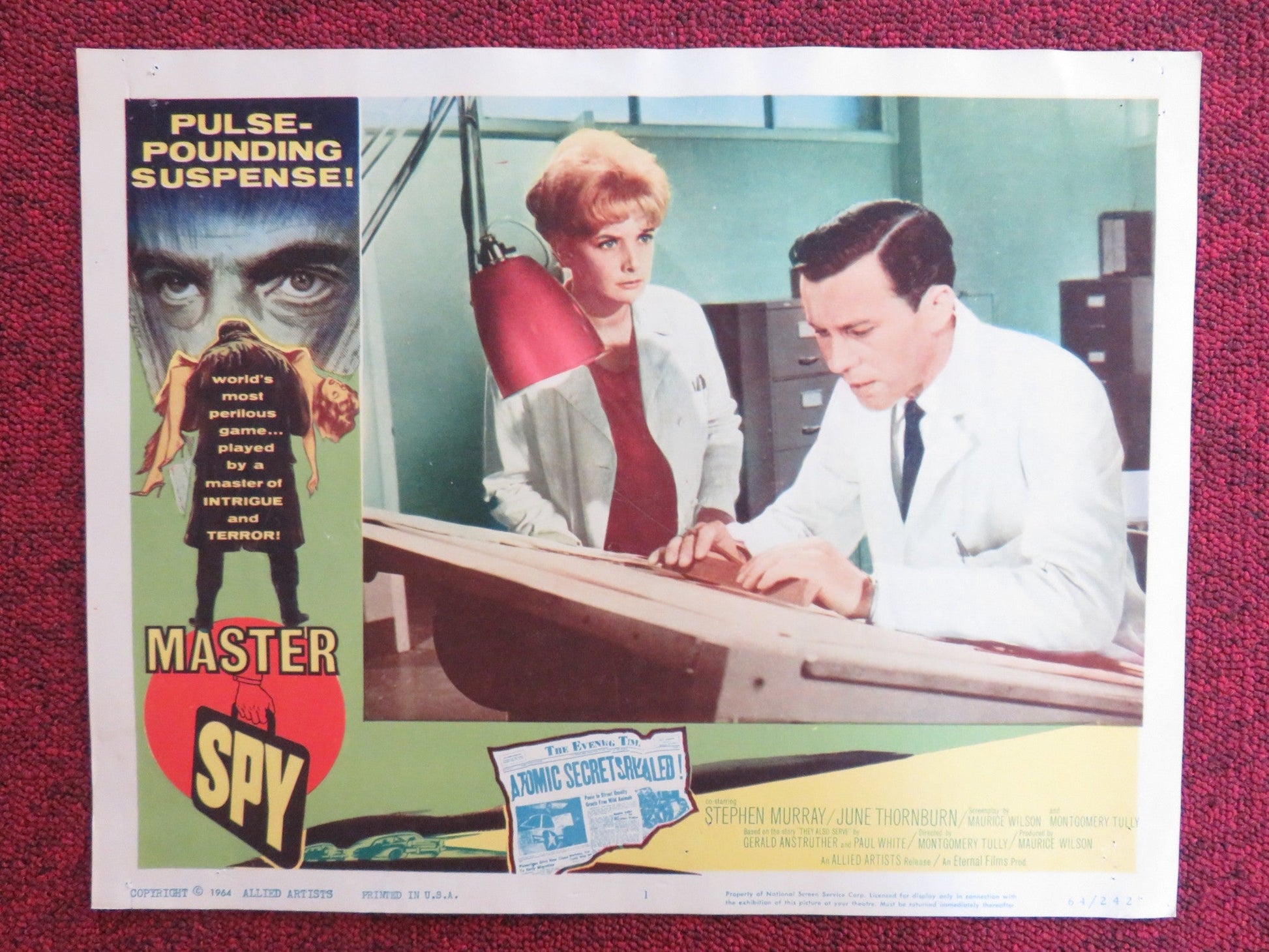 MASTER SPY US LOBBY CARD FULL SET STEPHEN MURRAY JUNE THORNBURN 1964 Rendezvous Cinema Movie posters