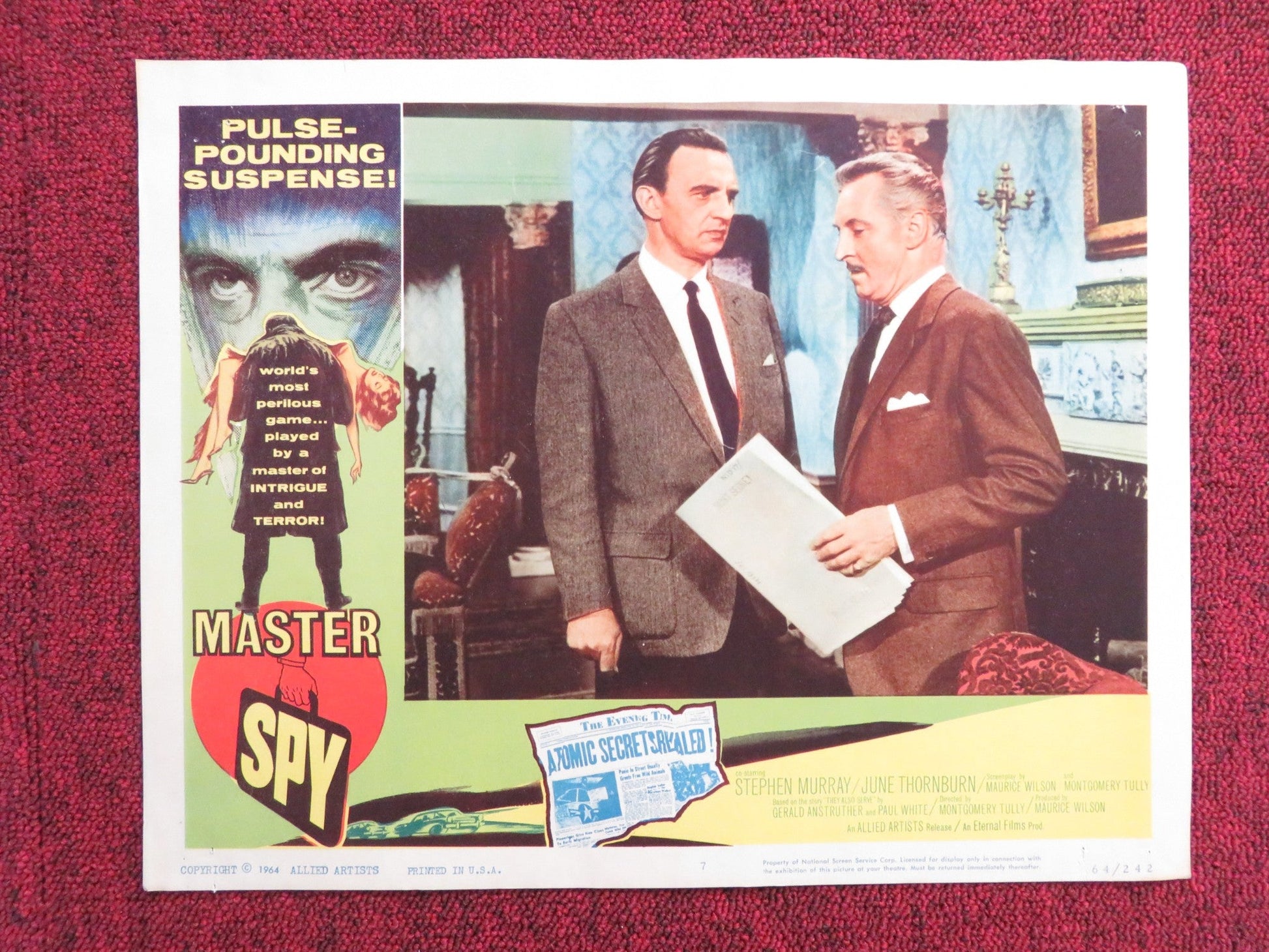 MASTER SPY US LOBBY CARD FULL SET STEPHEN MURRAY JUNE THORNBURN 1964 Rendezvous Cinema Movie posters